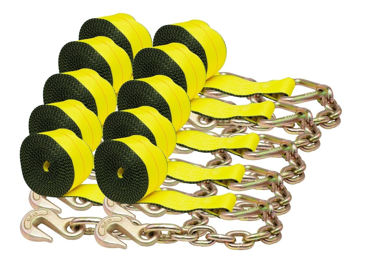 (10 Pack) 4 in. x 40 ft. Winch Strap with Chain Anchor