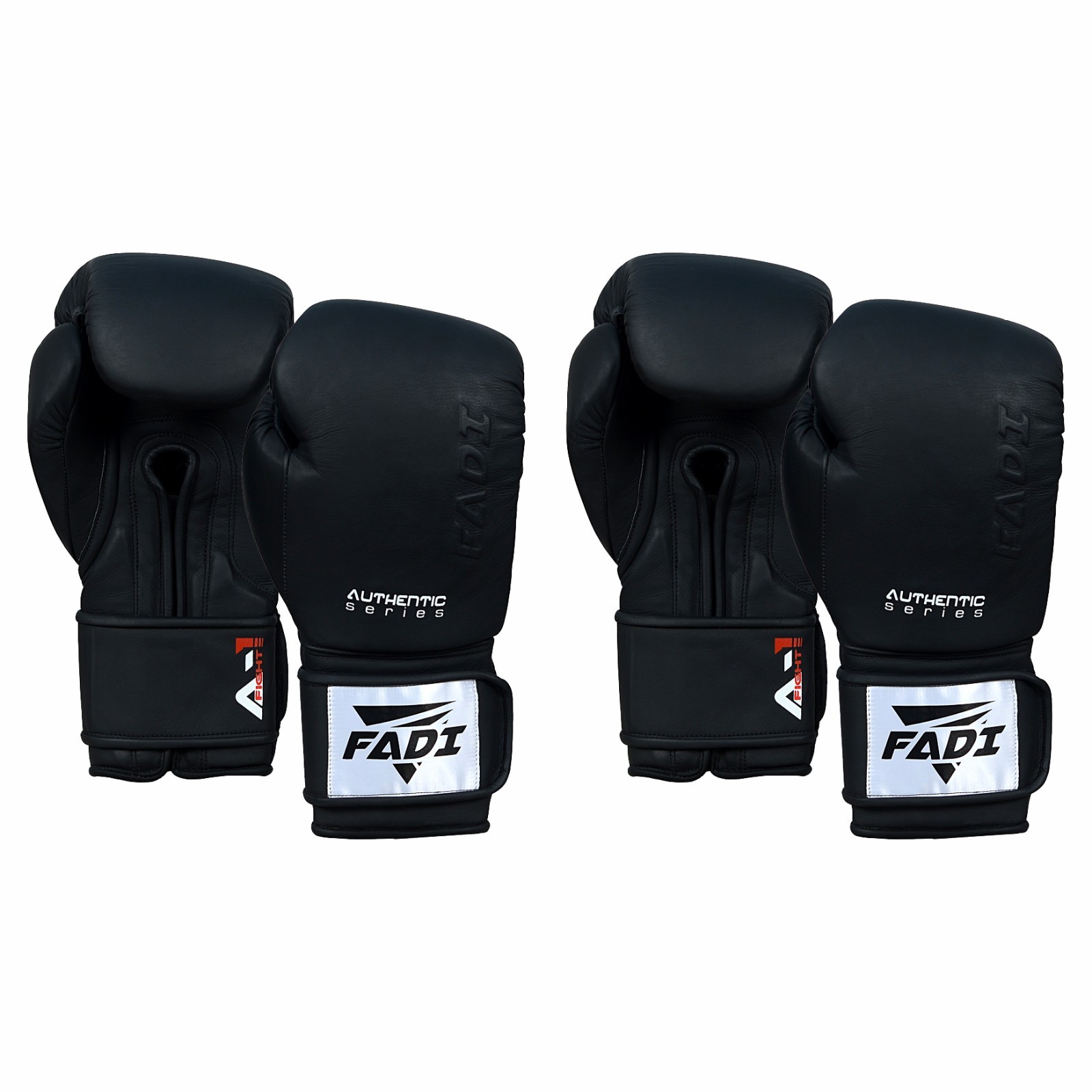 FADI A1 Pro Leather Boxing Gloves Black 16oz 2 Pair Sparring Training