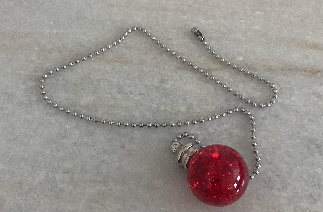 Red Crackle Glass Ceiling Fan Light Pull Knob 21”