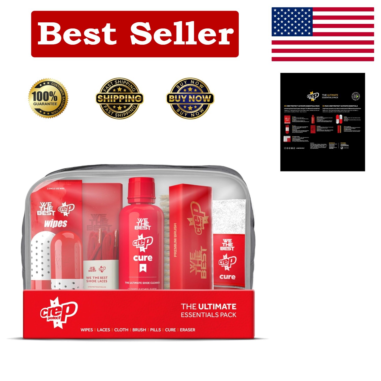 All-in-One Sneaker Care Kit: Cleaner, Brush, Wipes, Eraser & Freshener Included