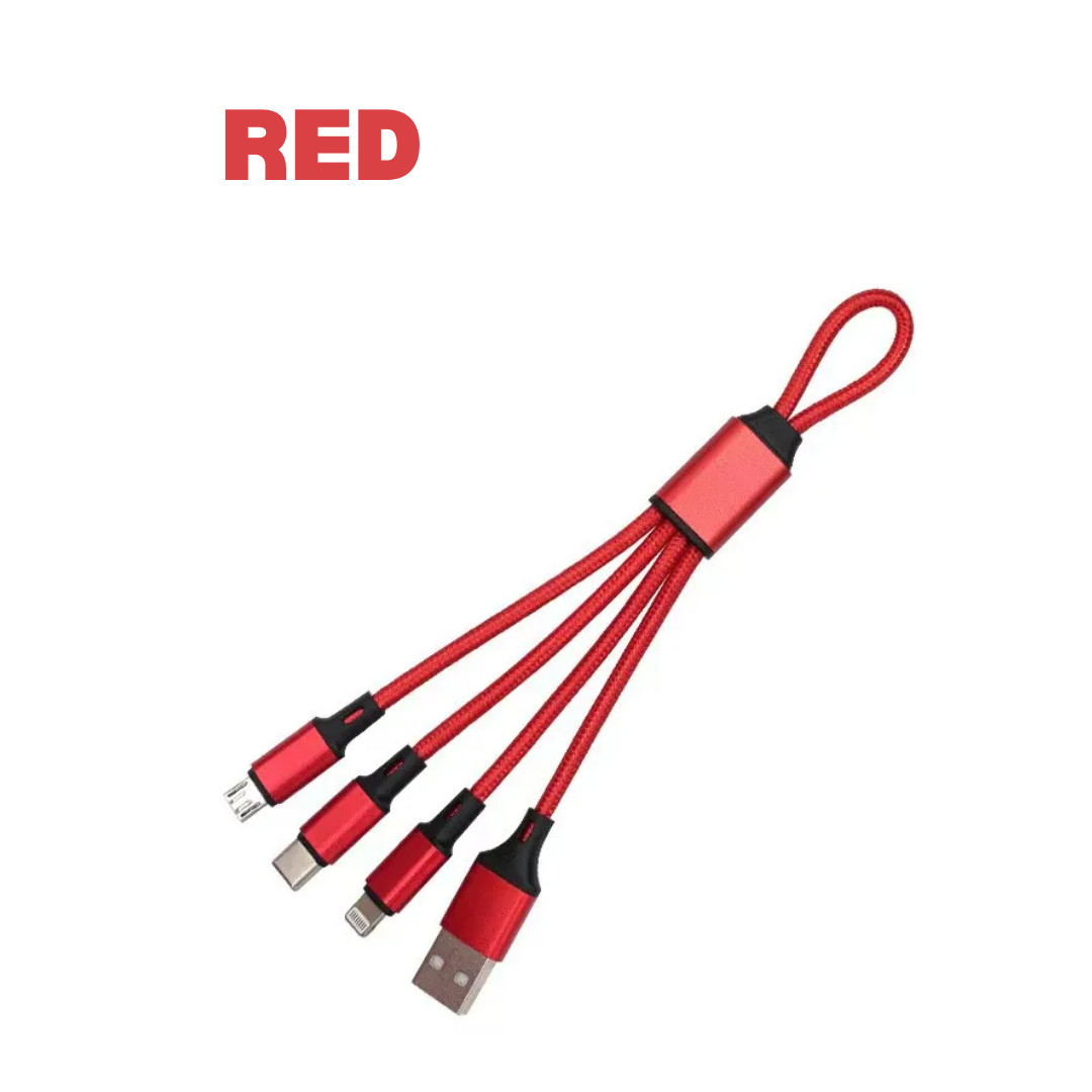 3 in 1 USB Fast Charging Cable - Short Compact Travel Friendly