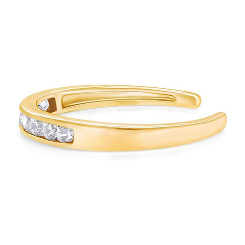 Adjustable Band Toe Ring Round Cut Simulated Birthstone 10k Solid Yellow Gold