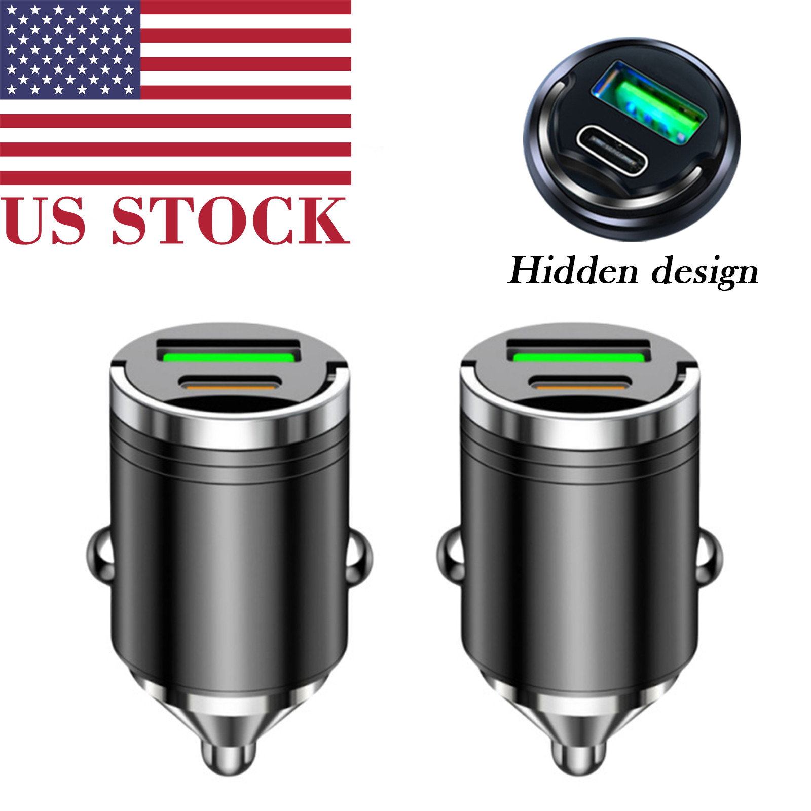 2pcs 100W Super Fast Car Charger Adapter w/2 USB Port For iPhone Samsung Android