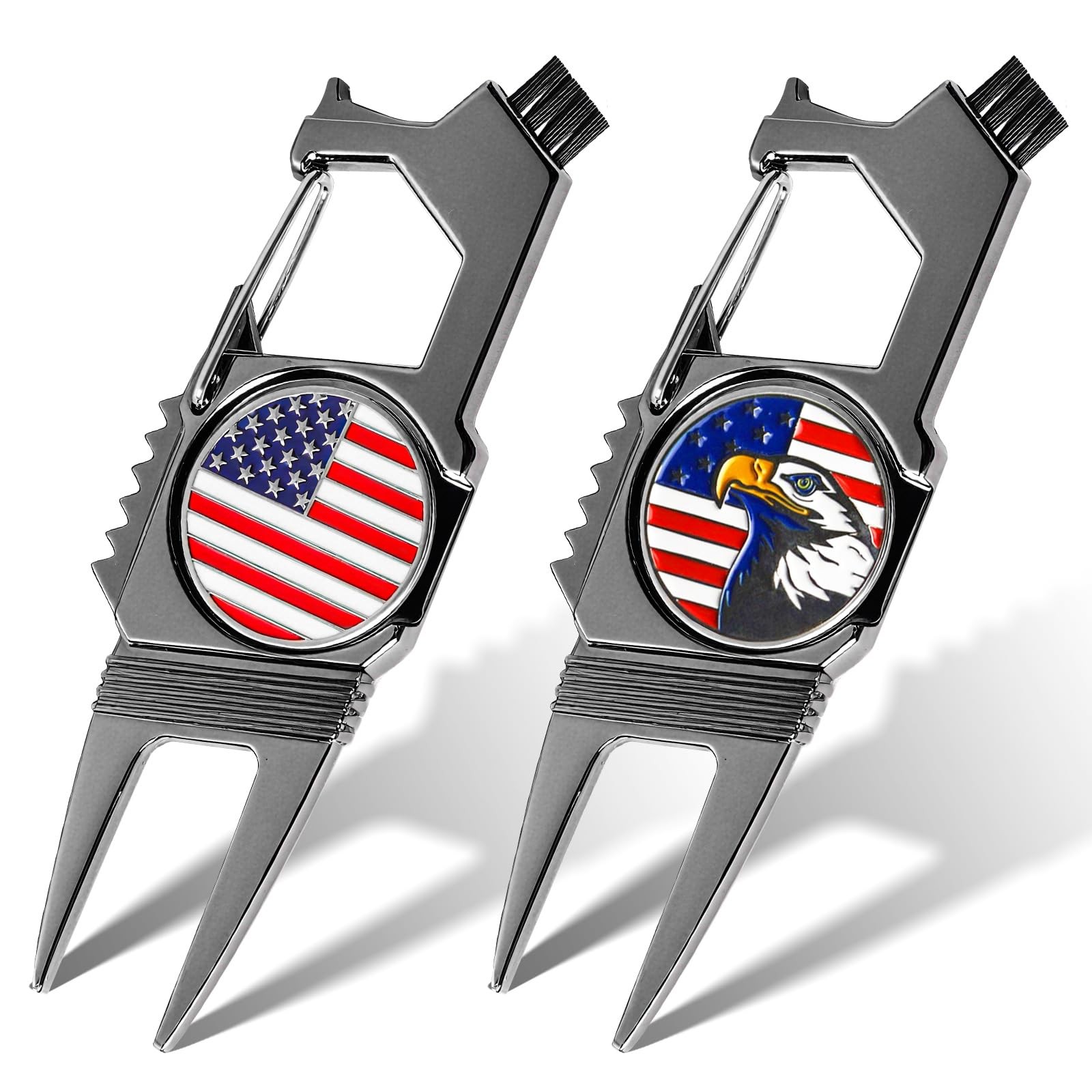 7-in-1 Golf Divot Tool with Ball Marker Value 2 Pack, Green Repair Tool Multi...