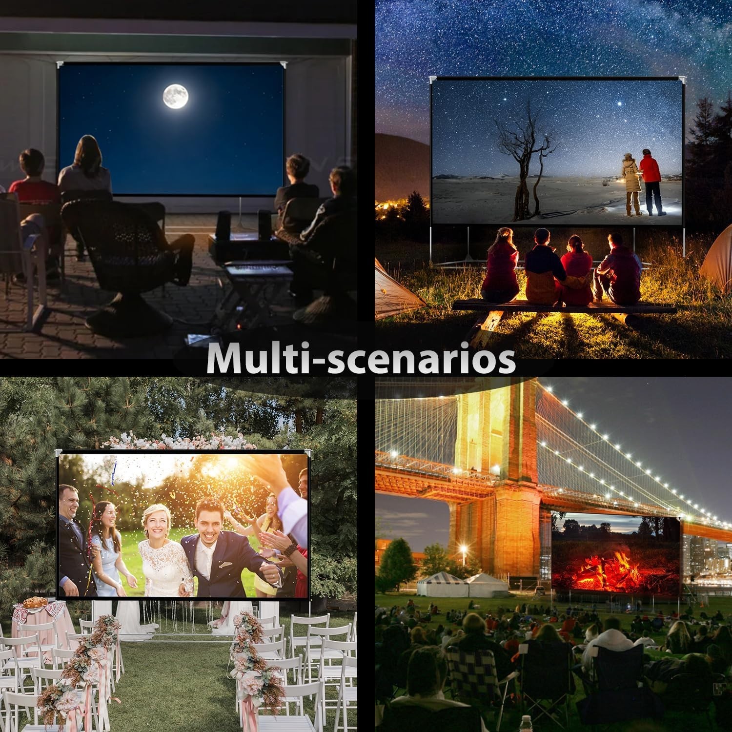 Portable 150" Projection Screen Anti Crease Design