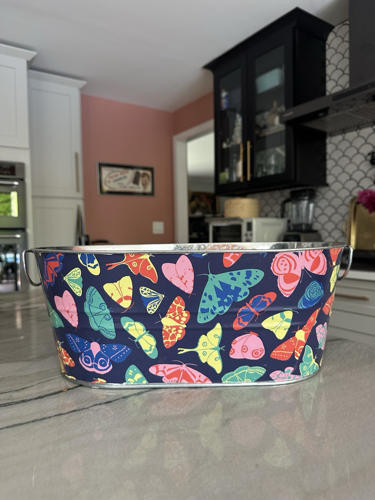 Butterfly Oval Decoupaged Bucket