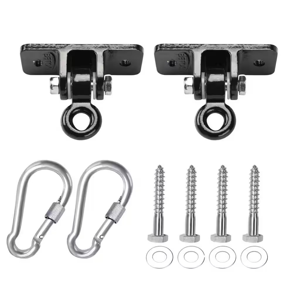 Black Heavy Duty Swing Hangers for Wooden Sets 2-Pack with 2400 Lb. Capacity for
