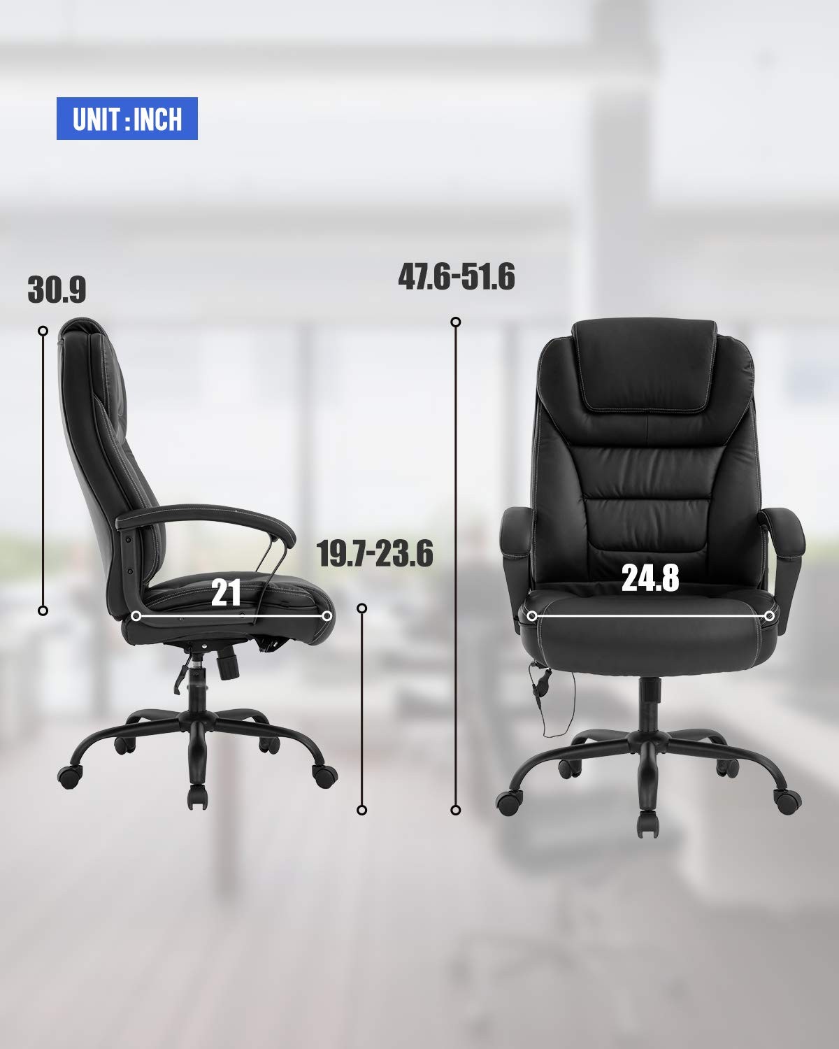 Big and Tall 500lbs Wide Seat Ergonomic Desk Chair with Lumbar Support Arms