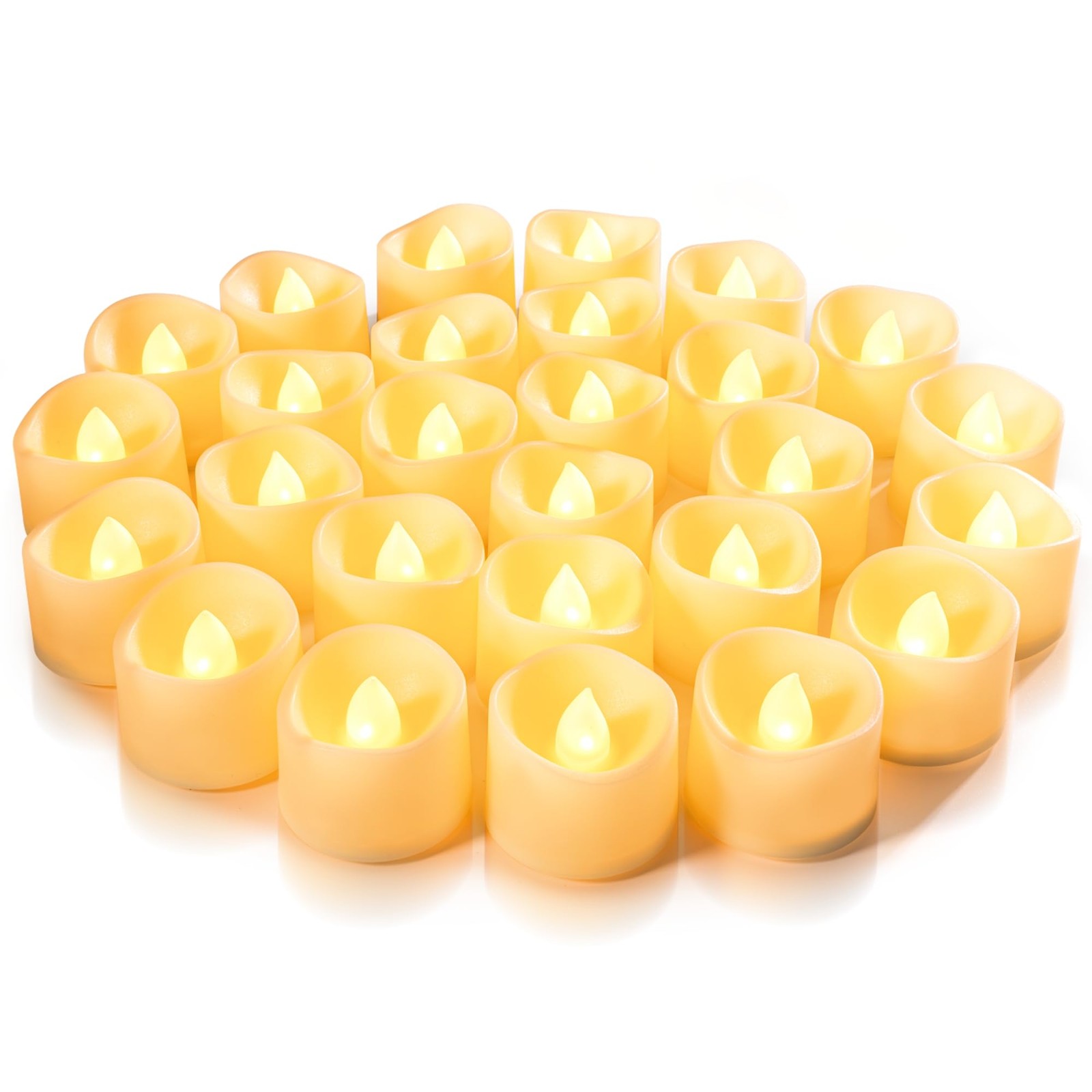 Homemory 24-Pack Flameless LED Tea Pack of 24, Warm White Glow – Ivory Body