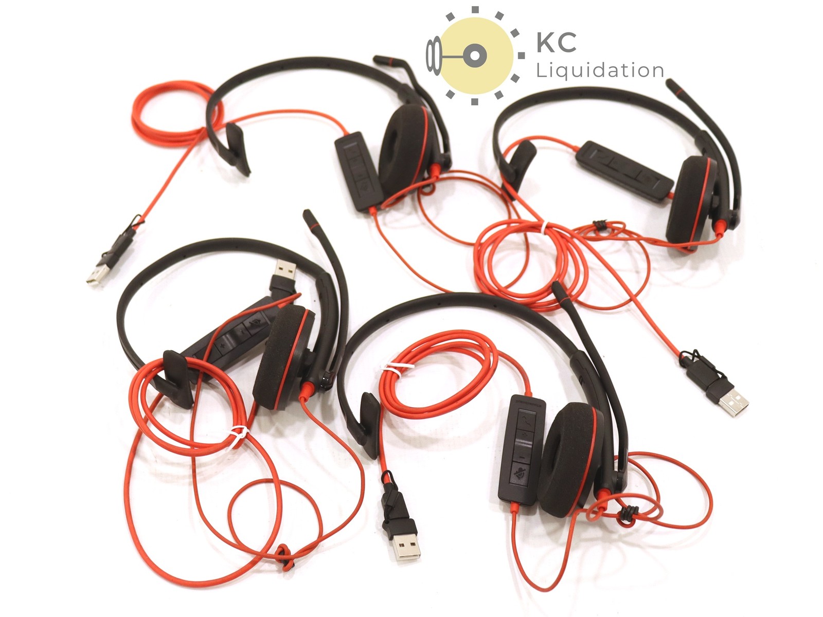 4x Lot Plantronics C3210 USB/USB-C Black/Red Headsets
