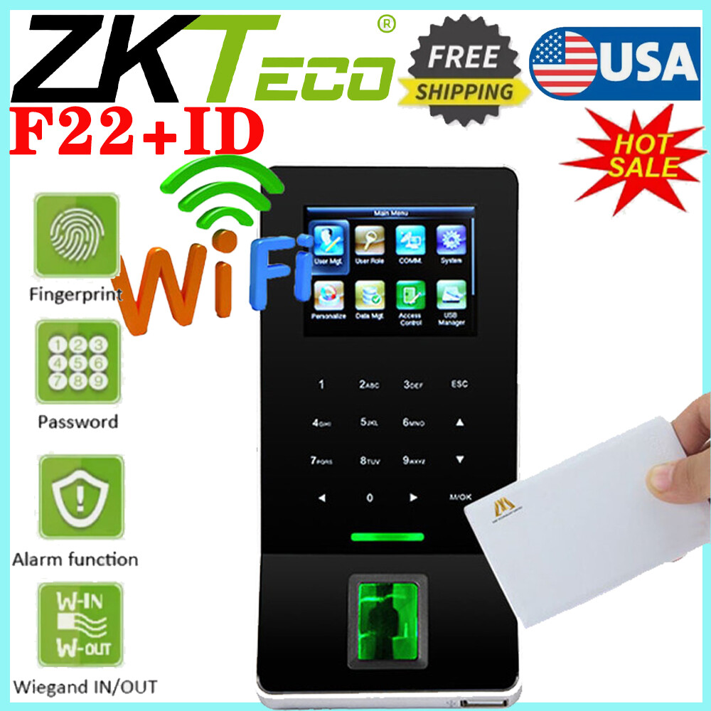 ZK F22+ID TCP/IP WiFi 2.4'' Biometric Fingerprint Door Access Time Attendance US