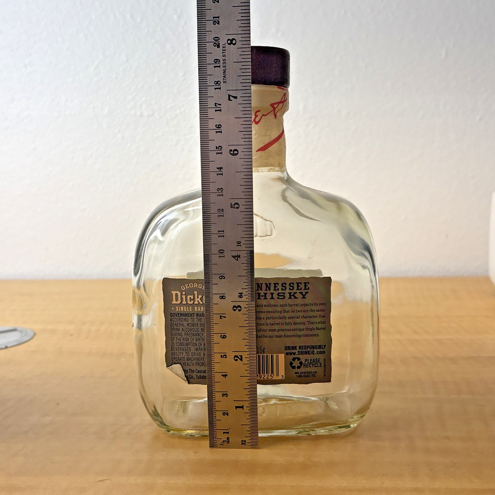 Empty Tennessee Whisky Bottle George Dickel 15 Year Batch #265