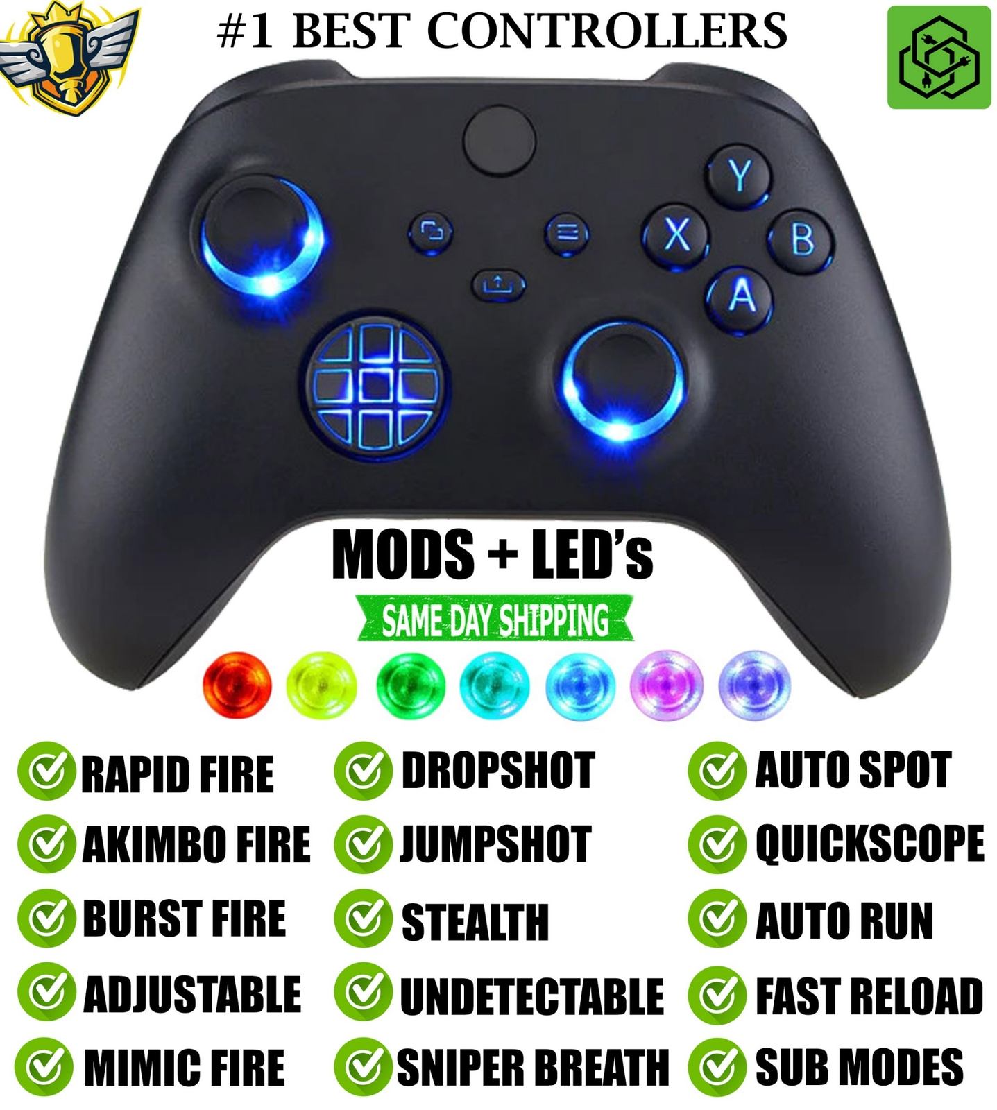 MODS BUTTON LEDs Black Rapid Fire Wireless Modded Controller for Xbox Series X S