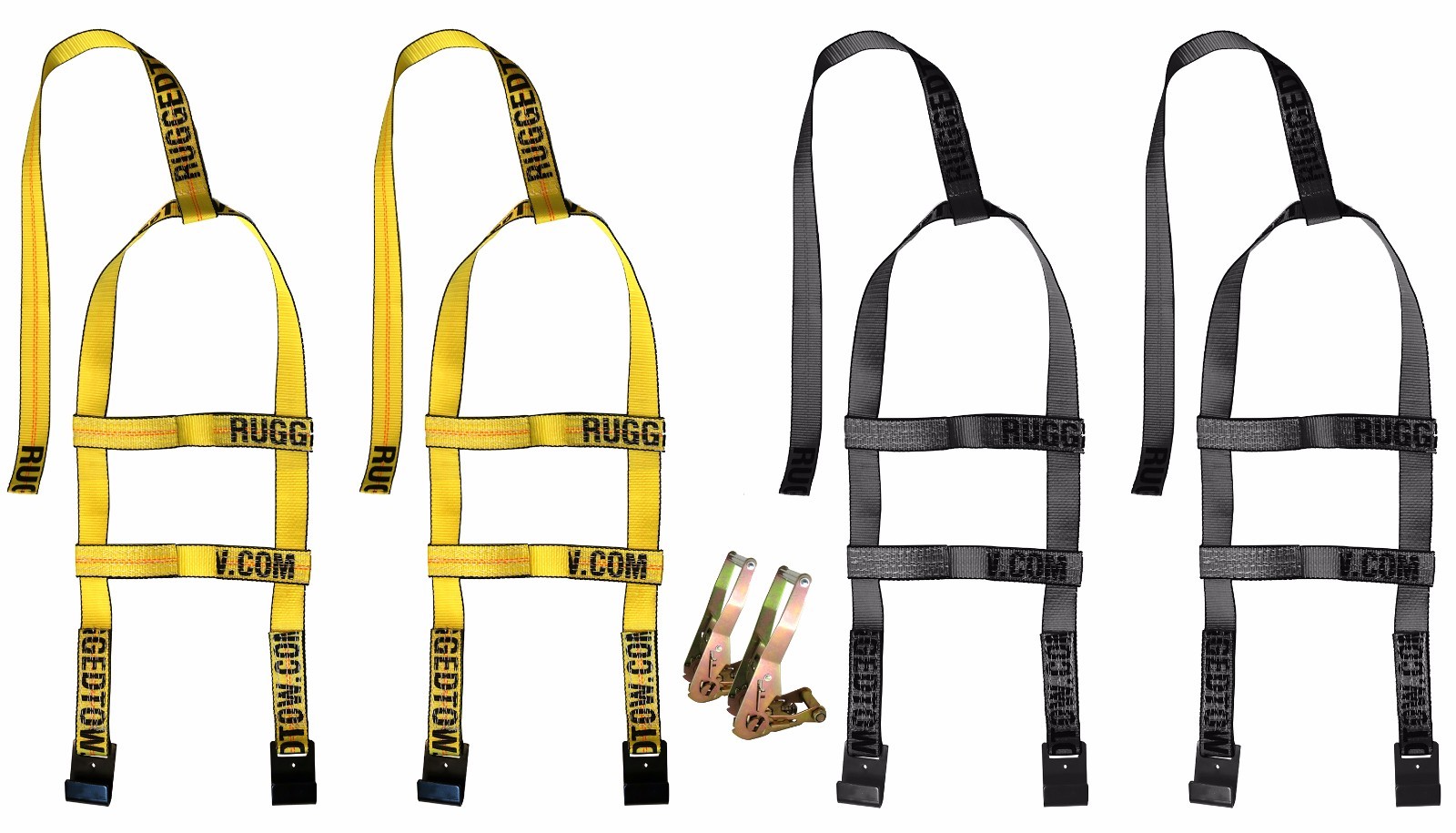 6 pack - Demco Style Tow Dolly Basket Strap Kit w/ Long Handle Ratchet 13"-20"