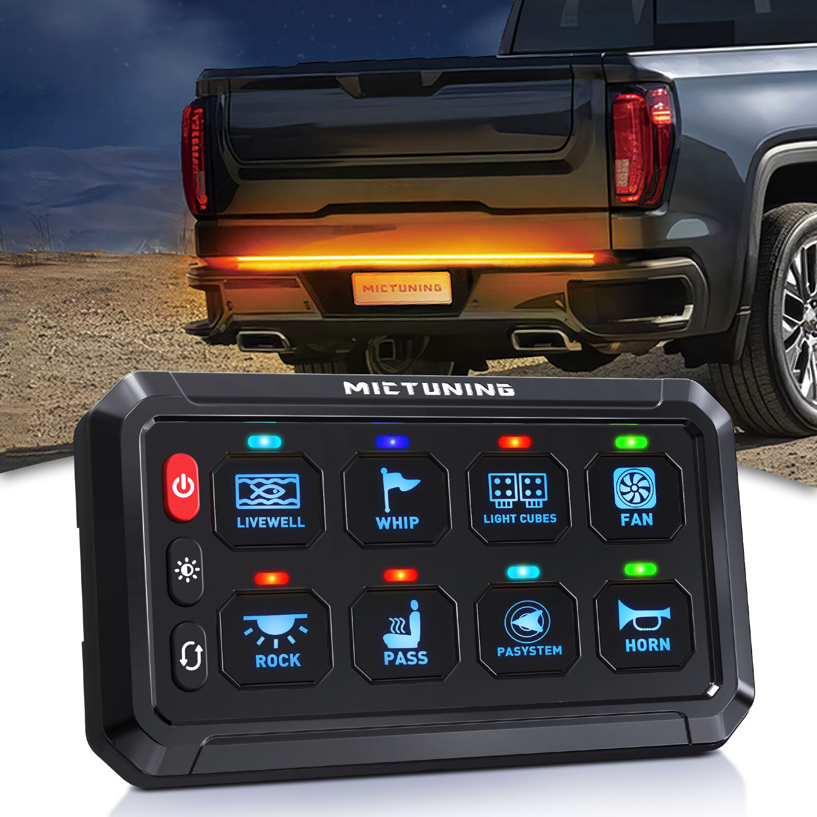 MICTUNING 8 Gang Switch Panel LED Circuit Control Relay System Box Truck Marine