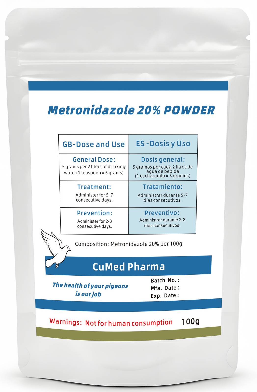 Canker 20% POWDER 100g - Trichomoniasis - Hexamitiasis - CuMed Pharma