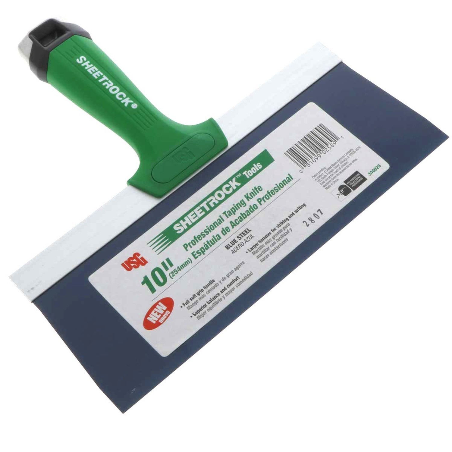 USG Sheetrock Pro Drywall Taping Knife, Blue Steel w/Soft Grip Handle & Hamme...