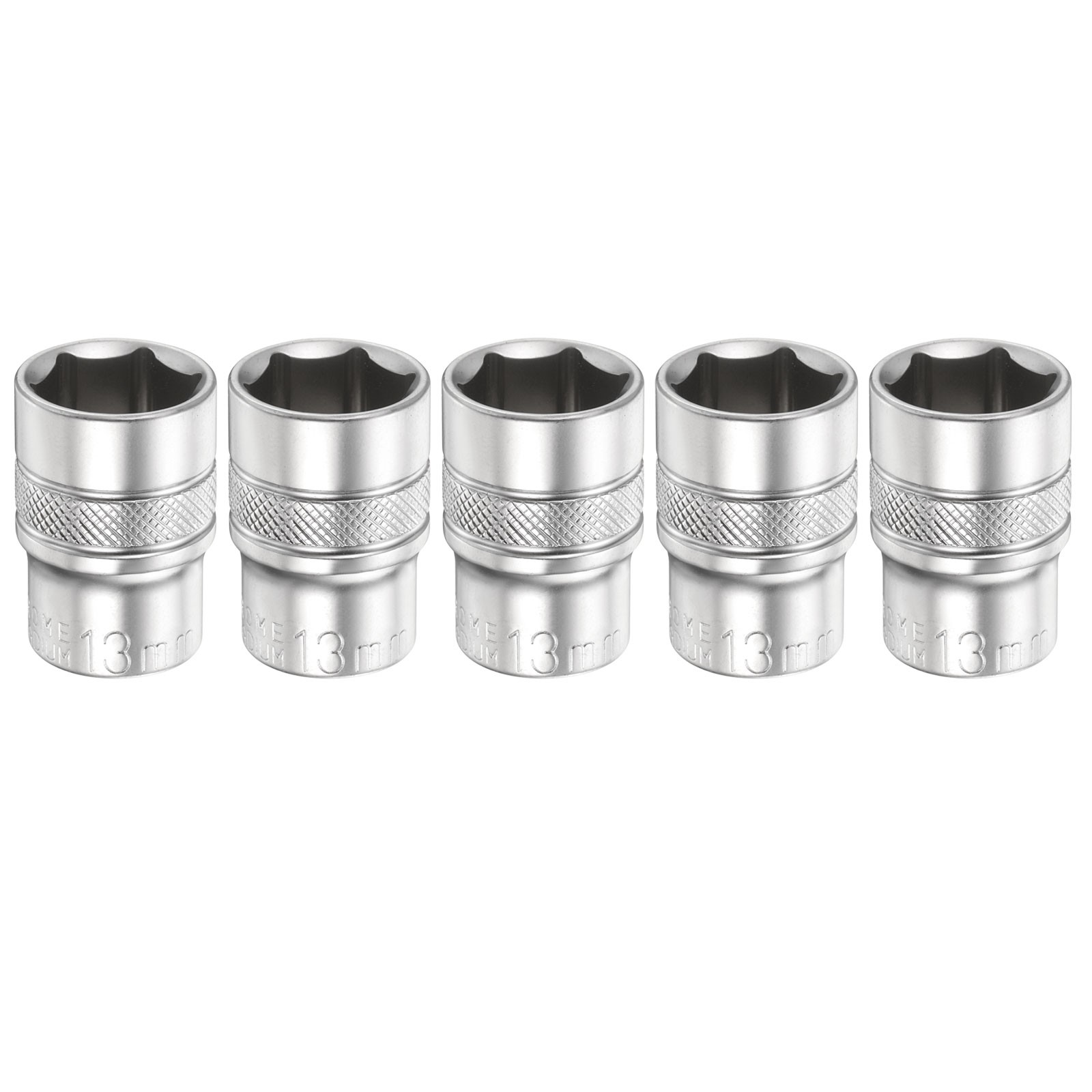 5Pcs, 6 Points Deep Socket 1/4" Drive 13mm Nickel Plating Flip Sleeve 1" Long