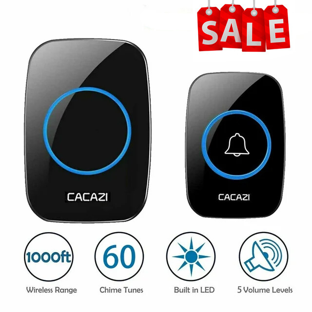 Wireless doorbell button home visit reminder 60 chimes Plug in Receiver