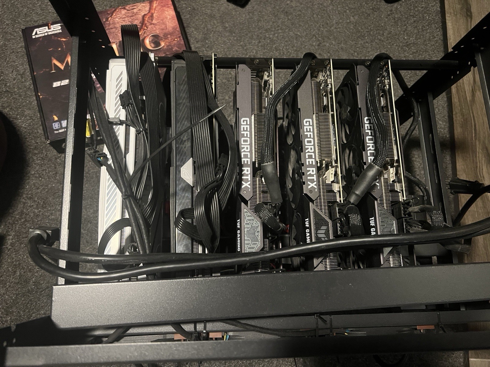 Crypto Mining Rig 3080x5 NonLHR Rog Strix tuf gaming 480+hash