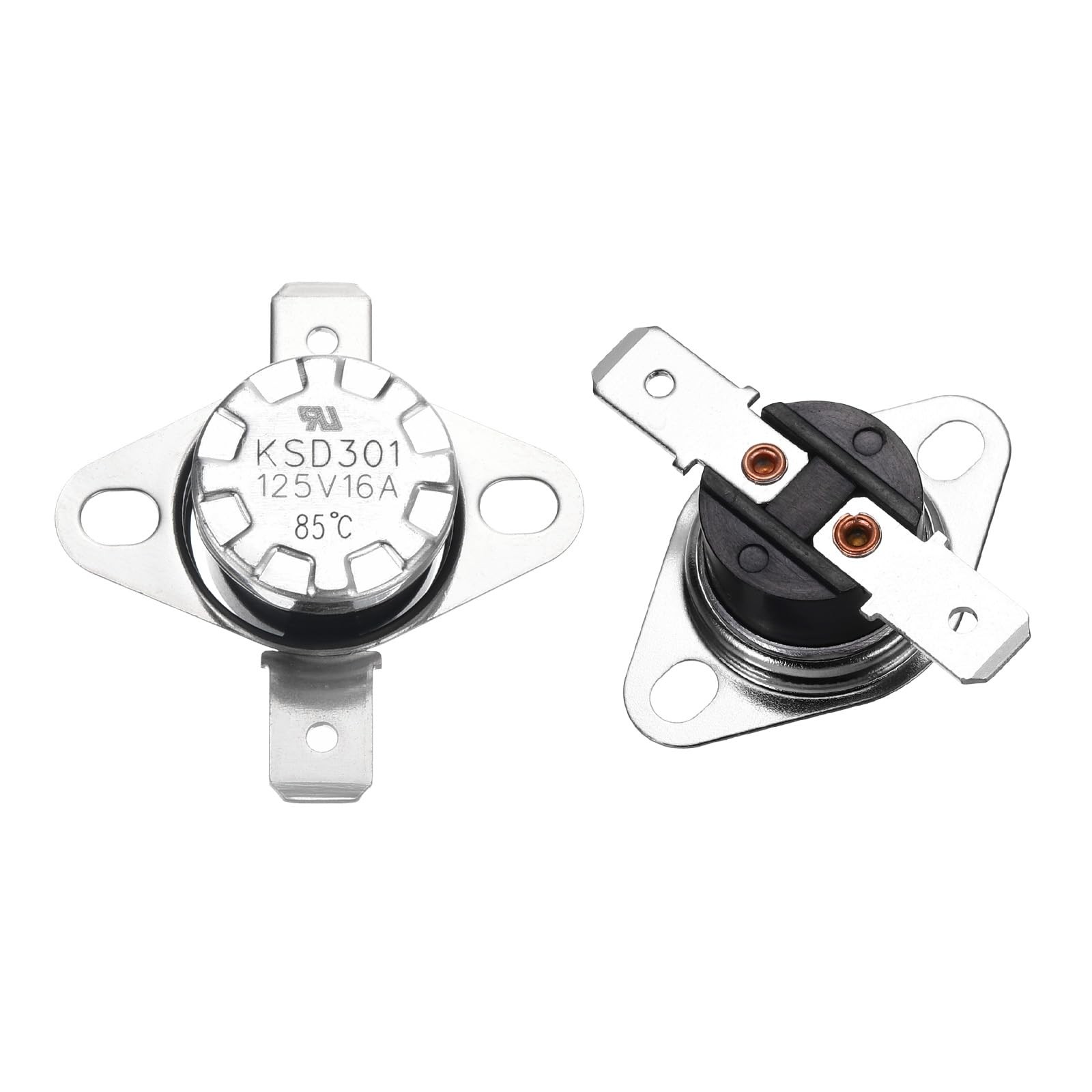 uxcell 2 Pcs KSD301 Thermostat 85°C/185°F 16A Normally Closed N.C Silver