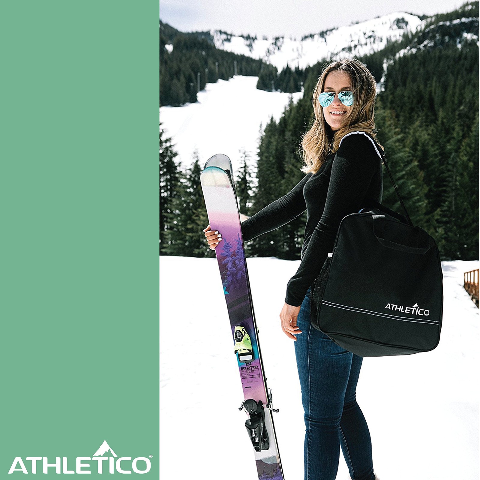 Athletico Ski Bag and Boot Combo - Large, Black with White Trim