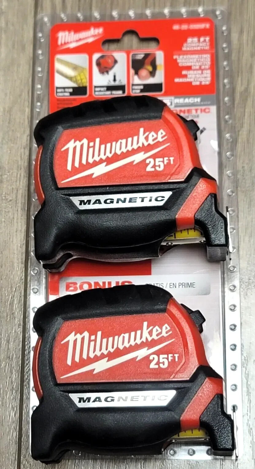 Milwaukee 4 Piece 25' Magnetic Measuring Tape Set #48-22-0325FX BRAND NEW