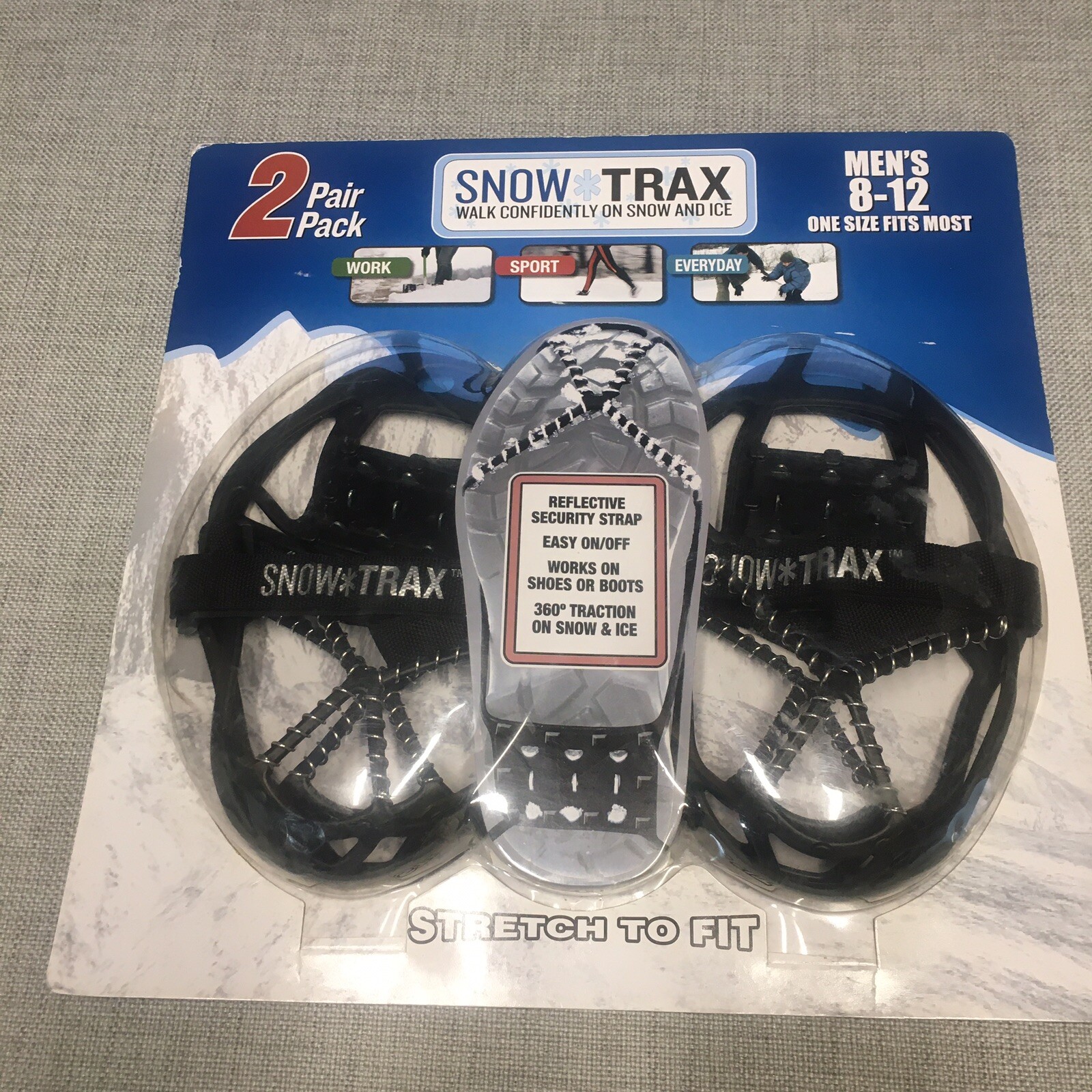 Snow Trax Men's 8-12 Shoe Size 2 Pair Pack New Unopened Package