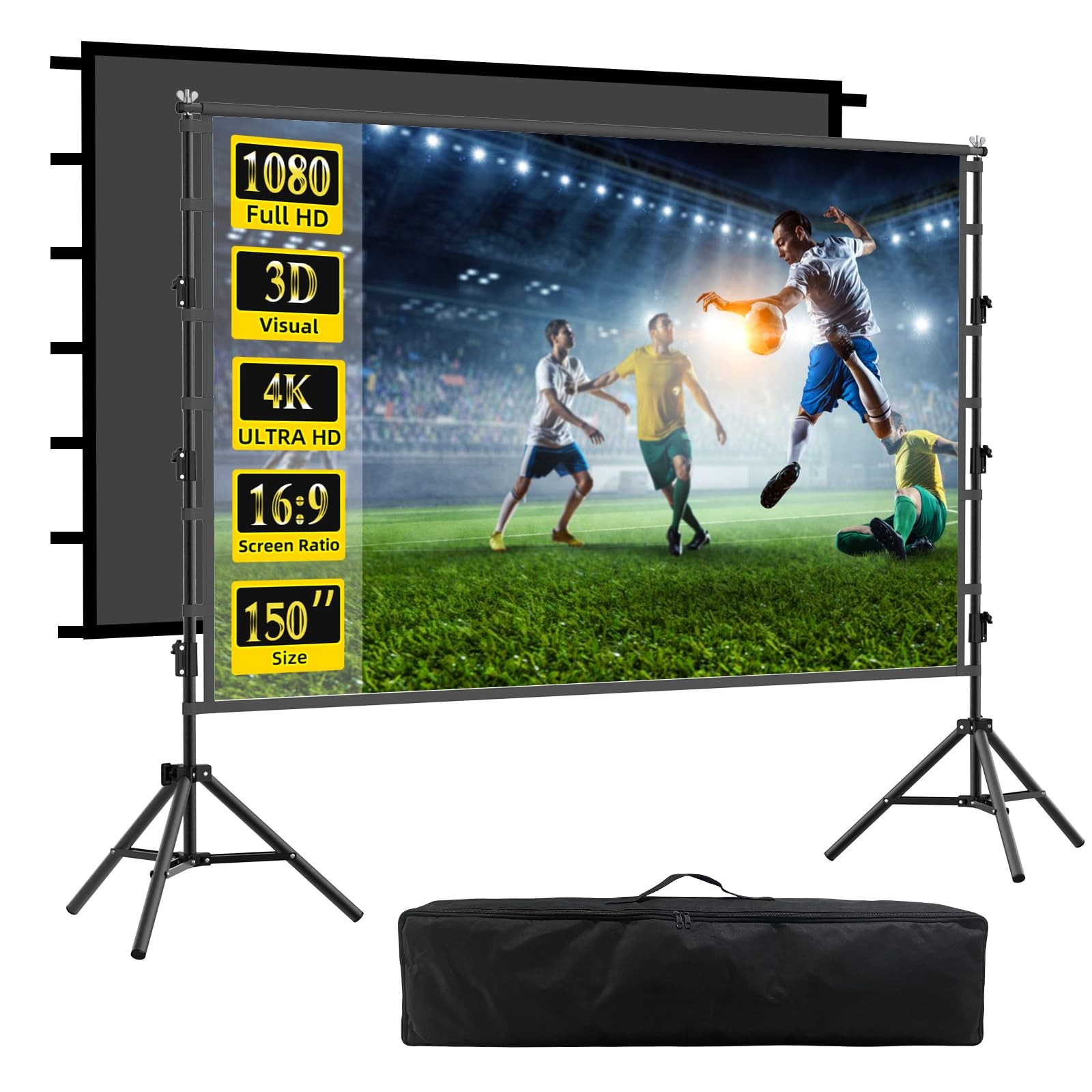 Outdoor Projector Screen with Stand, 150 inch Indoor Movie Screen 150 inch-ZJ