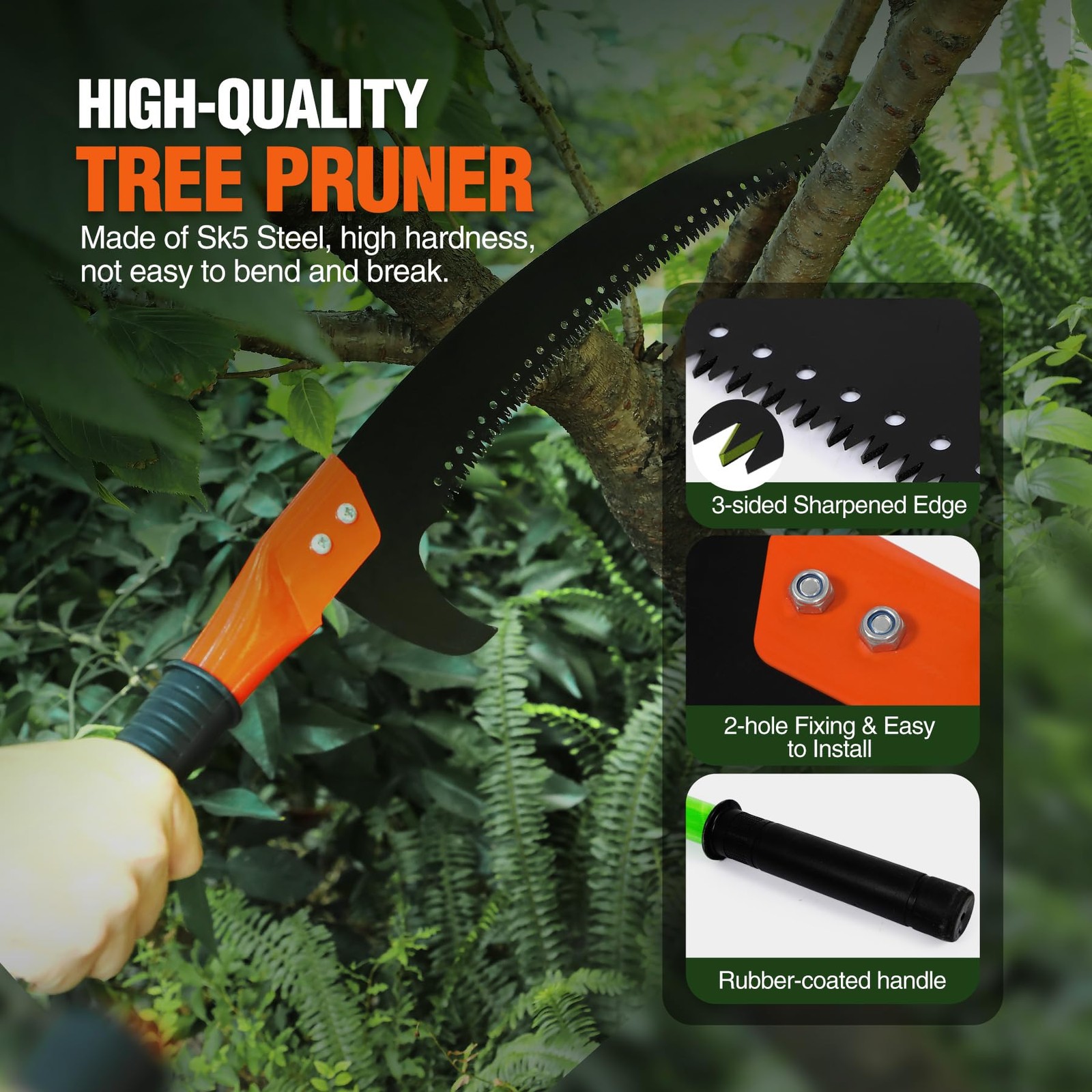Pole Saws for Tree Trimming, 5.5-25ft Extendable Tree Trimmer, Manual Tree cu...