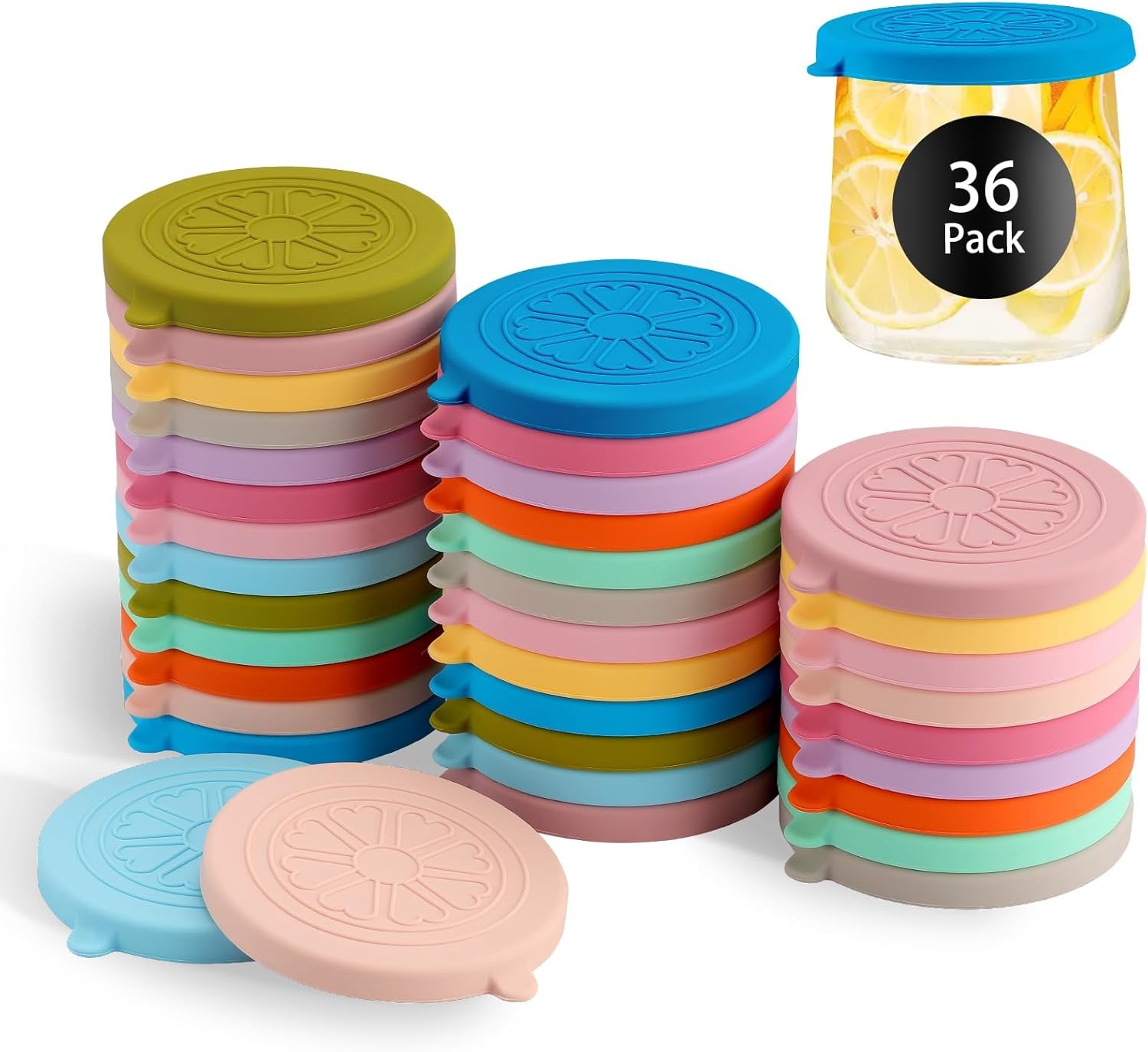 Oui Yogurt Jar Lids Silicone | 36 Pack Colorful Covers Fit For 5 Oz Oui Yogurt