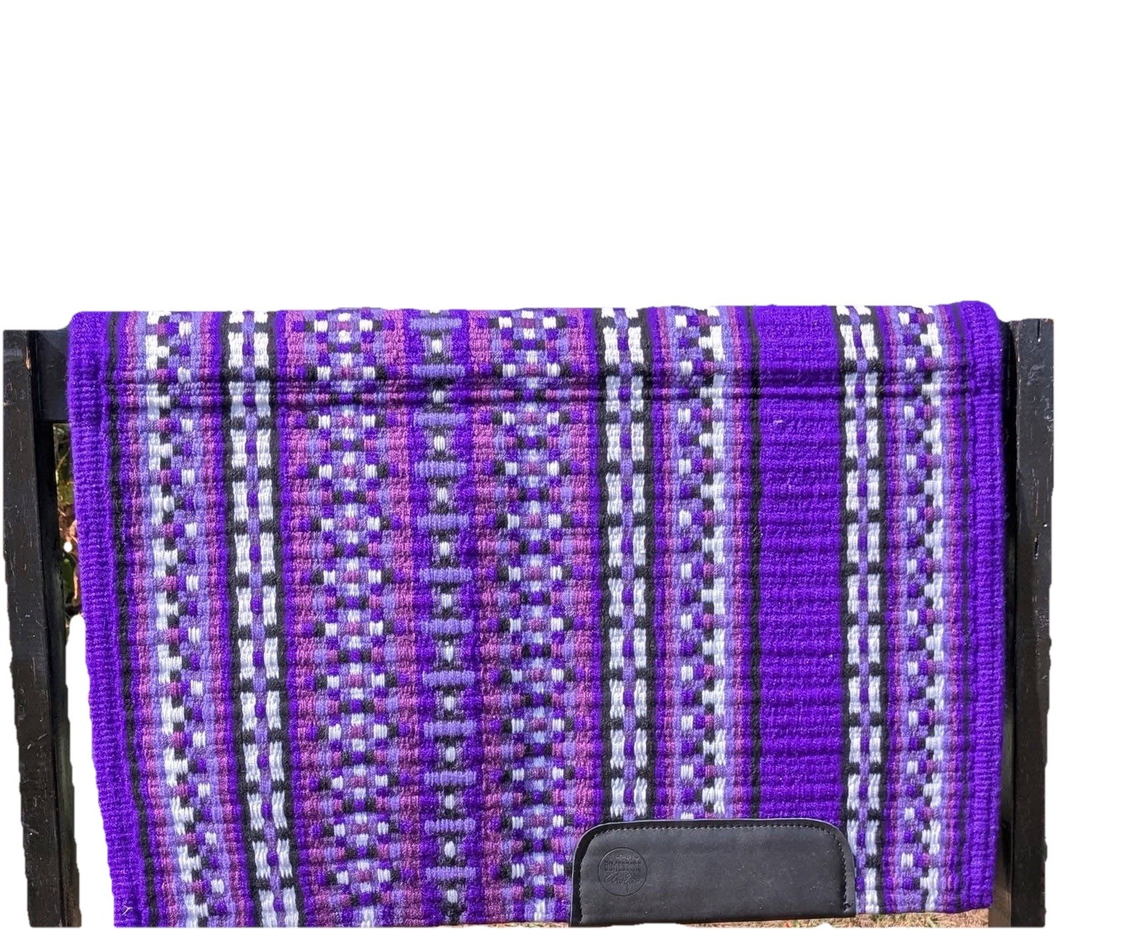Purple Peach Black&white western Show wool saddle blanket Oversized 34*42