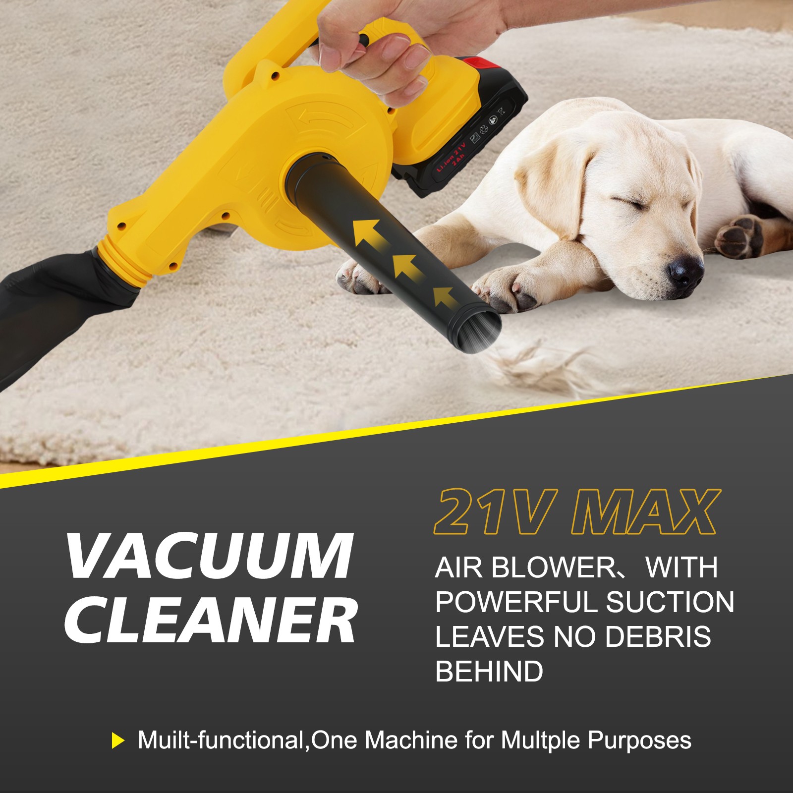 350CFM Cordless Leaf Blower Vacuum Handheld Electric Leaf Blower 2*2.0ah Battery