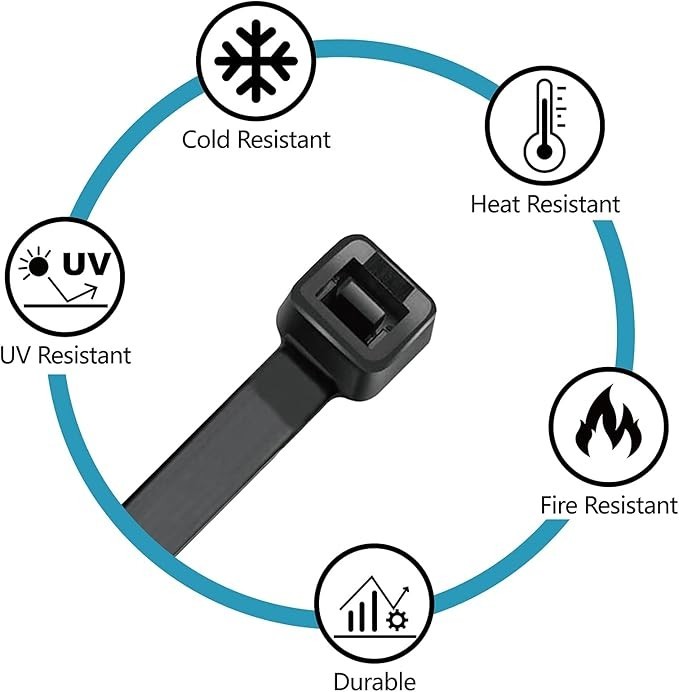 Zip Ties Assorted Sizes(4”+6”+8”+12”), 400 Pack, Black Cable Ties, UV Resistant