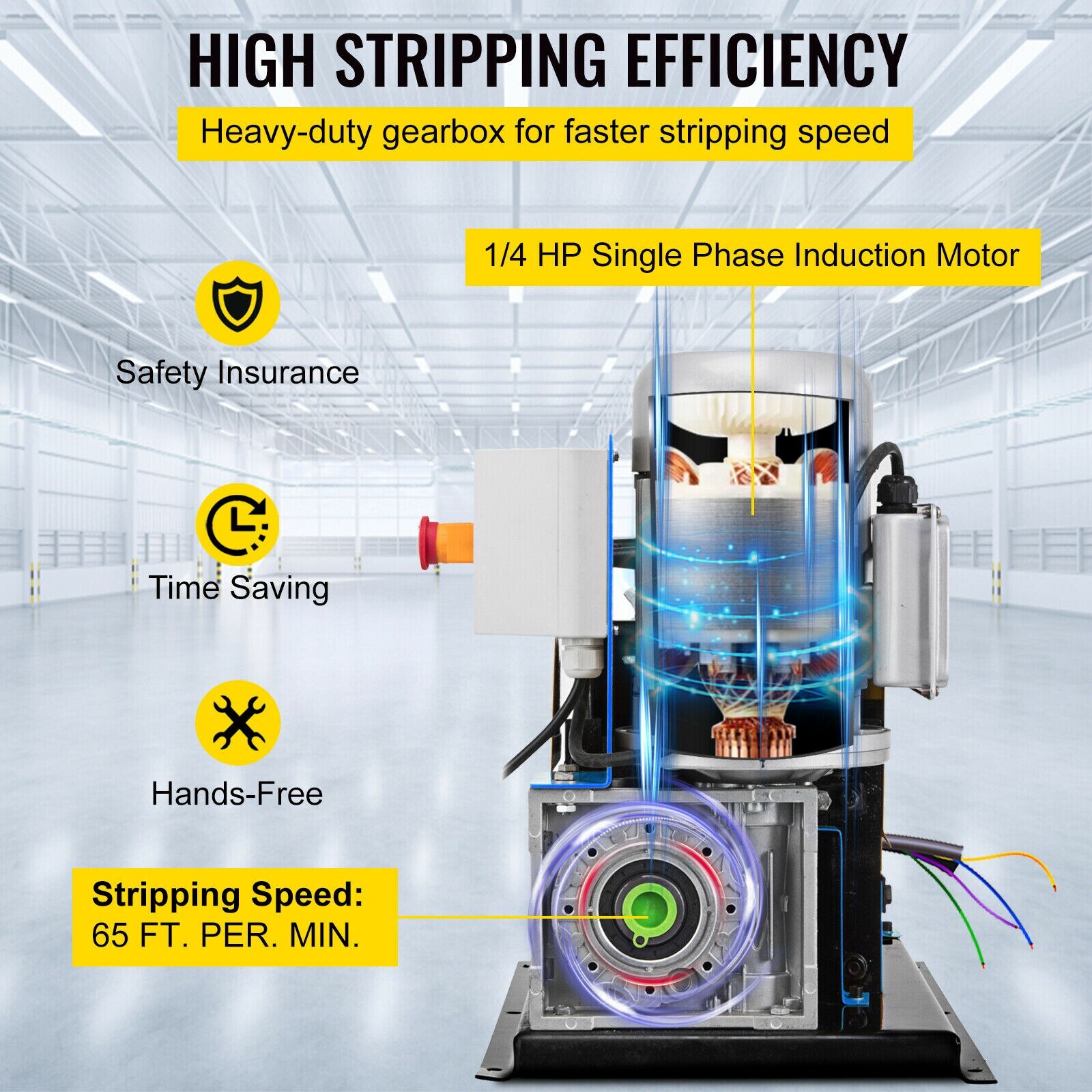 10 Blades Electric Wire Stripping Machine Copper Recycle 1.5~38mm Cable Stripper