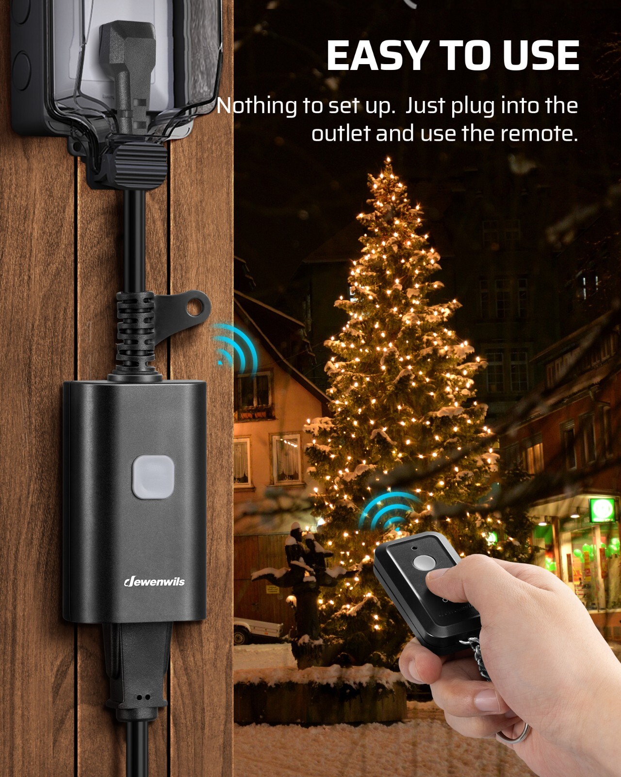 DEWENWILS Outdoor Remote Control Outlet, 2 Remote Controls+1 Outlet, FCC Listed