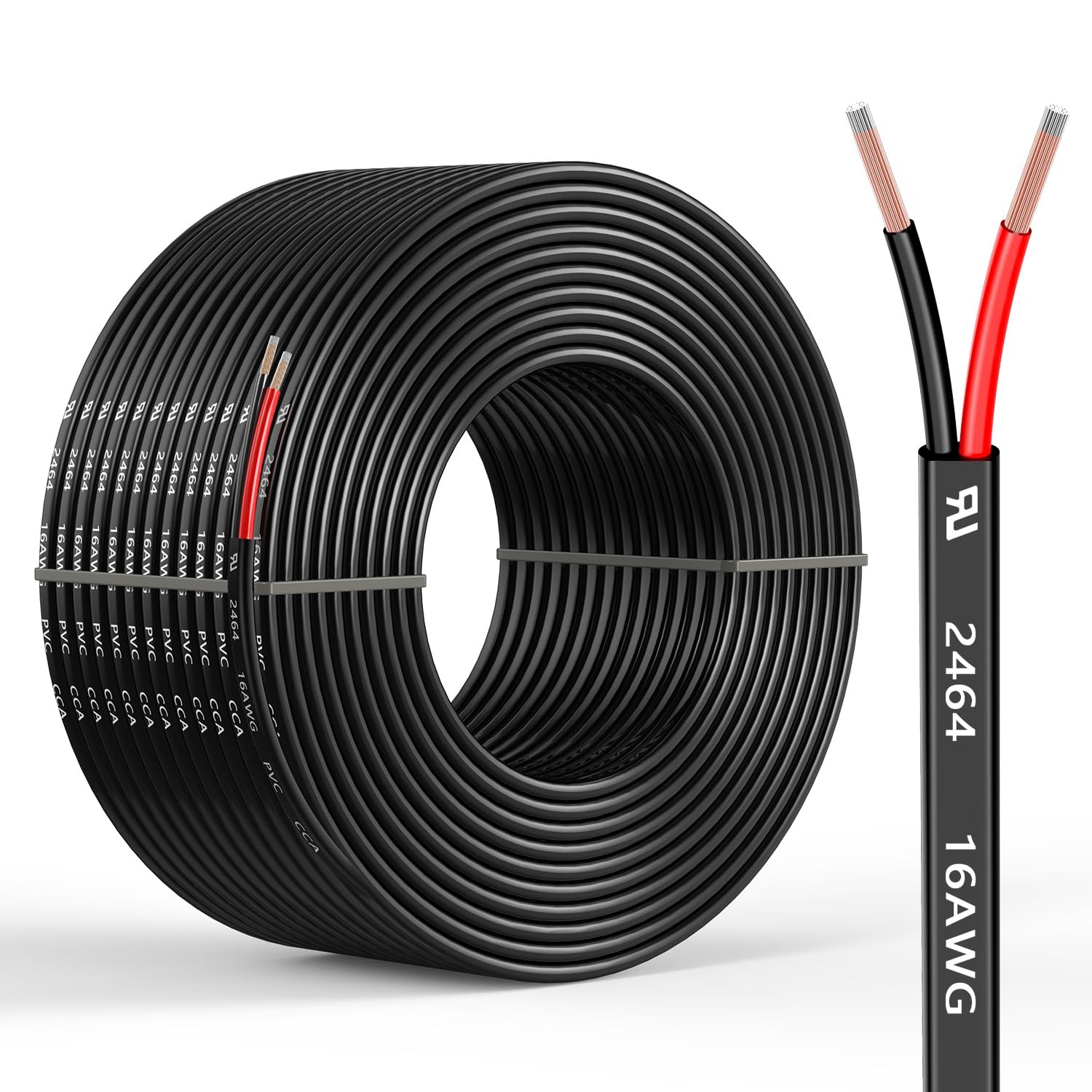 16 Gauge 2 Conductors 16.4FT Electrical Wire, Flexible Low Voltage PVC Copper Cl