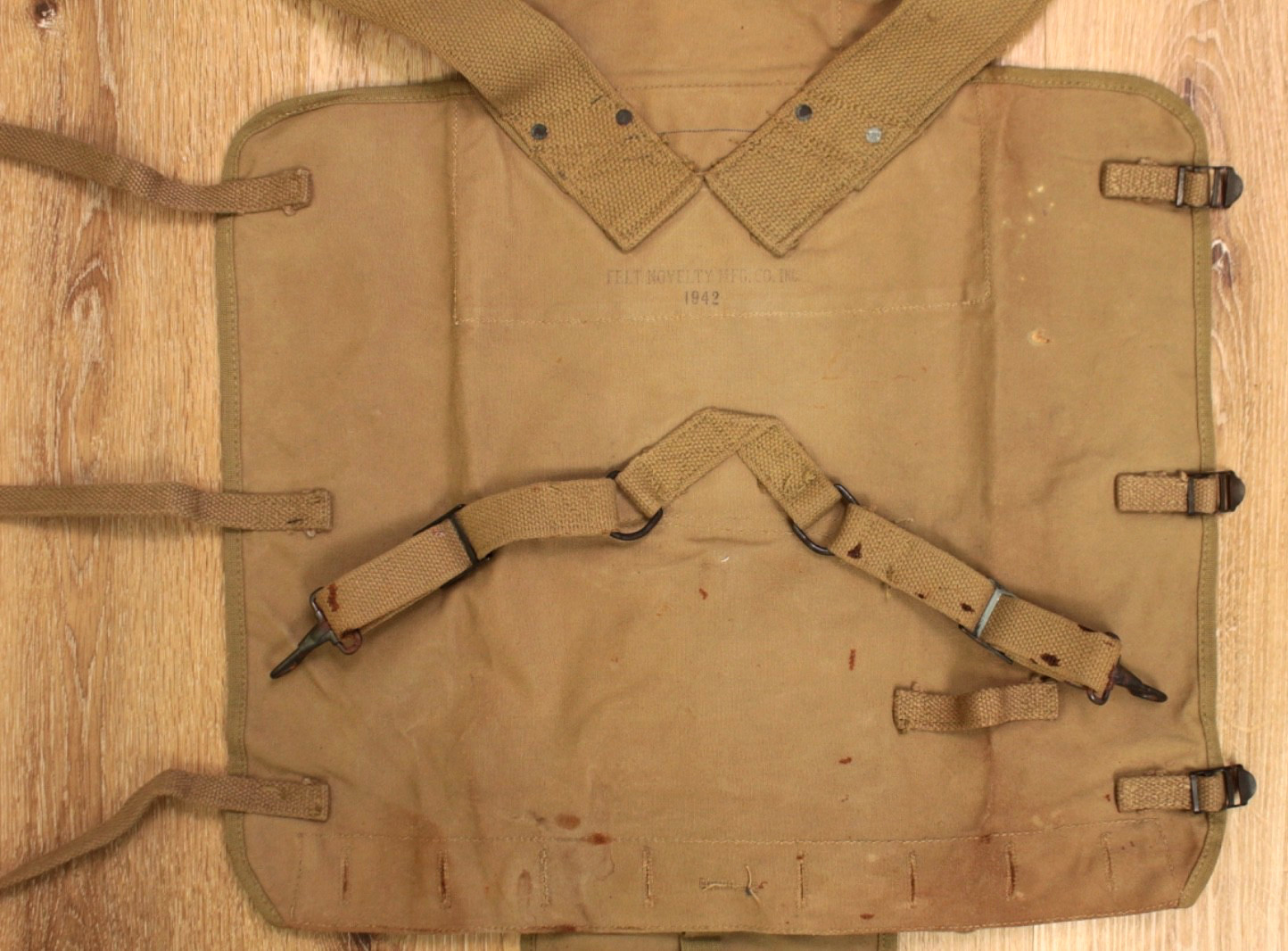 Vtg WWII US Army M1928 Canvas Haversack Backpack 1942 Dated WW2