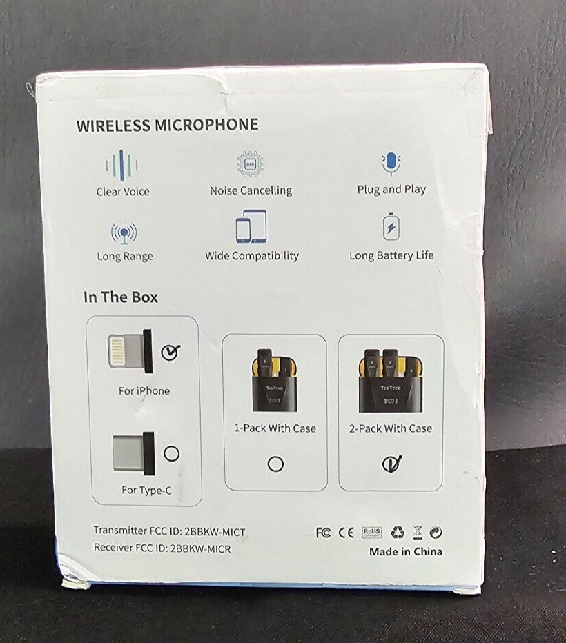 TeoTeeo Wireless Lavalier Microphone Pair - iPhone Only NIB