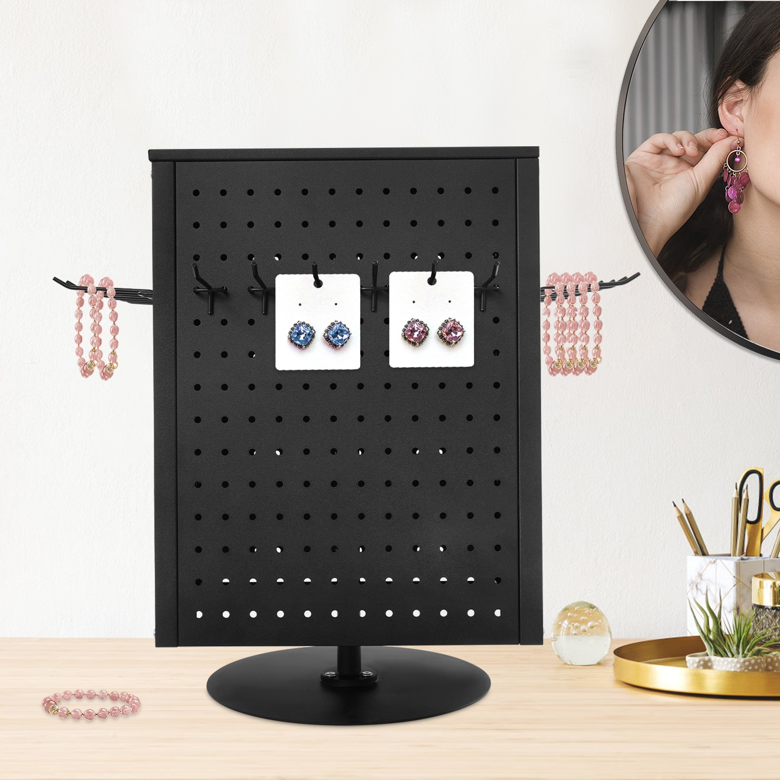 Pegboard Rotating Display Stand 4 Sided Spinning Peg Board Display Peg Board