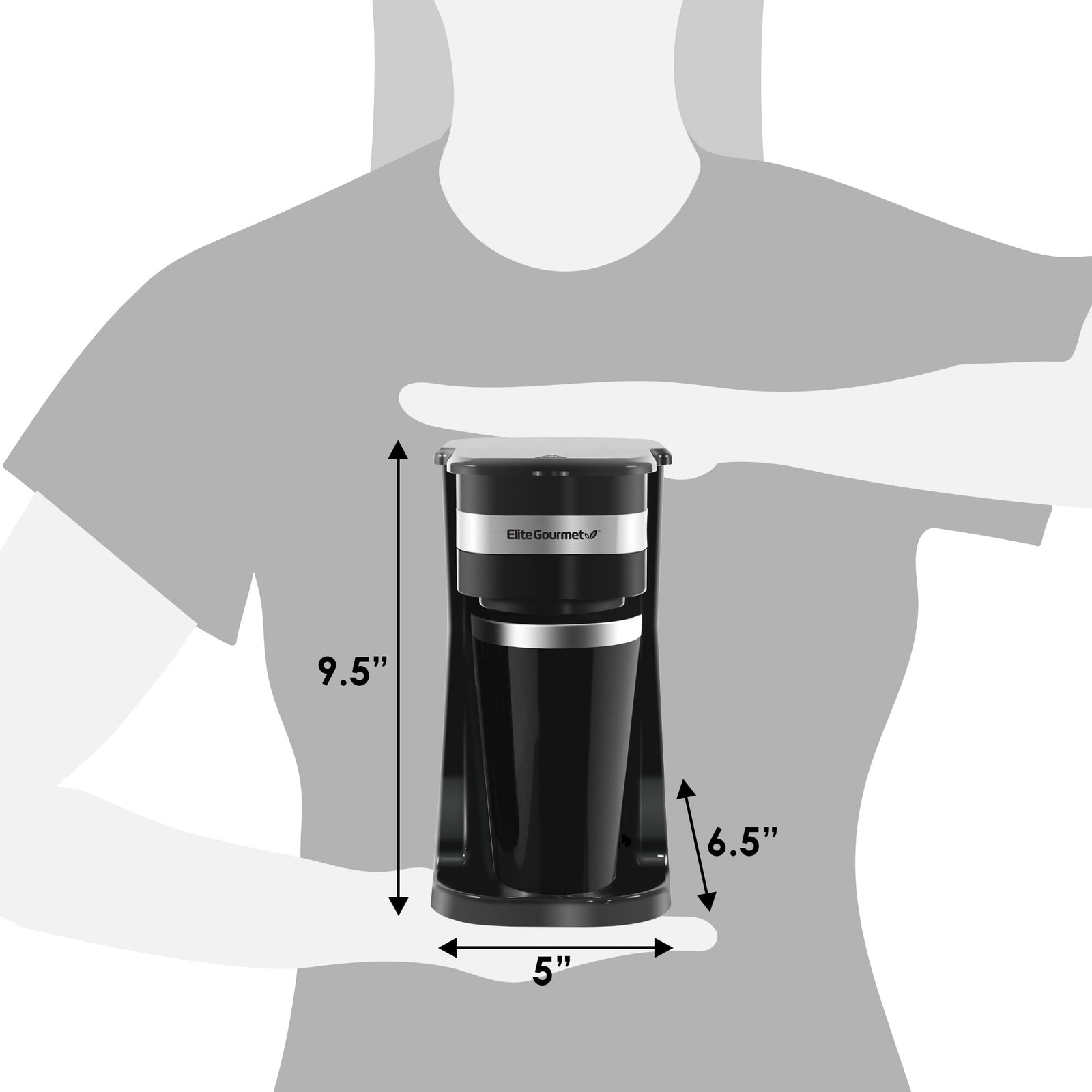 EHC114 Personal Single-Serve Compact Coffee Maker Brewer Includes 14Oz. Therm...