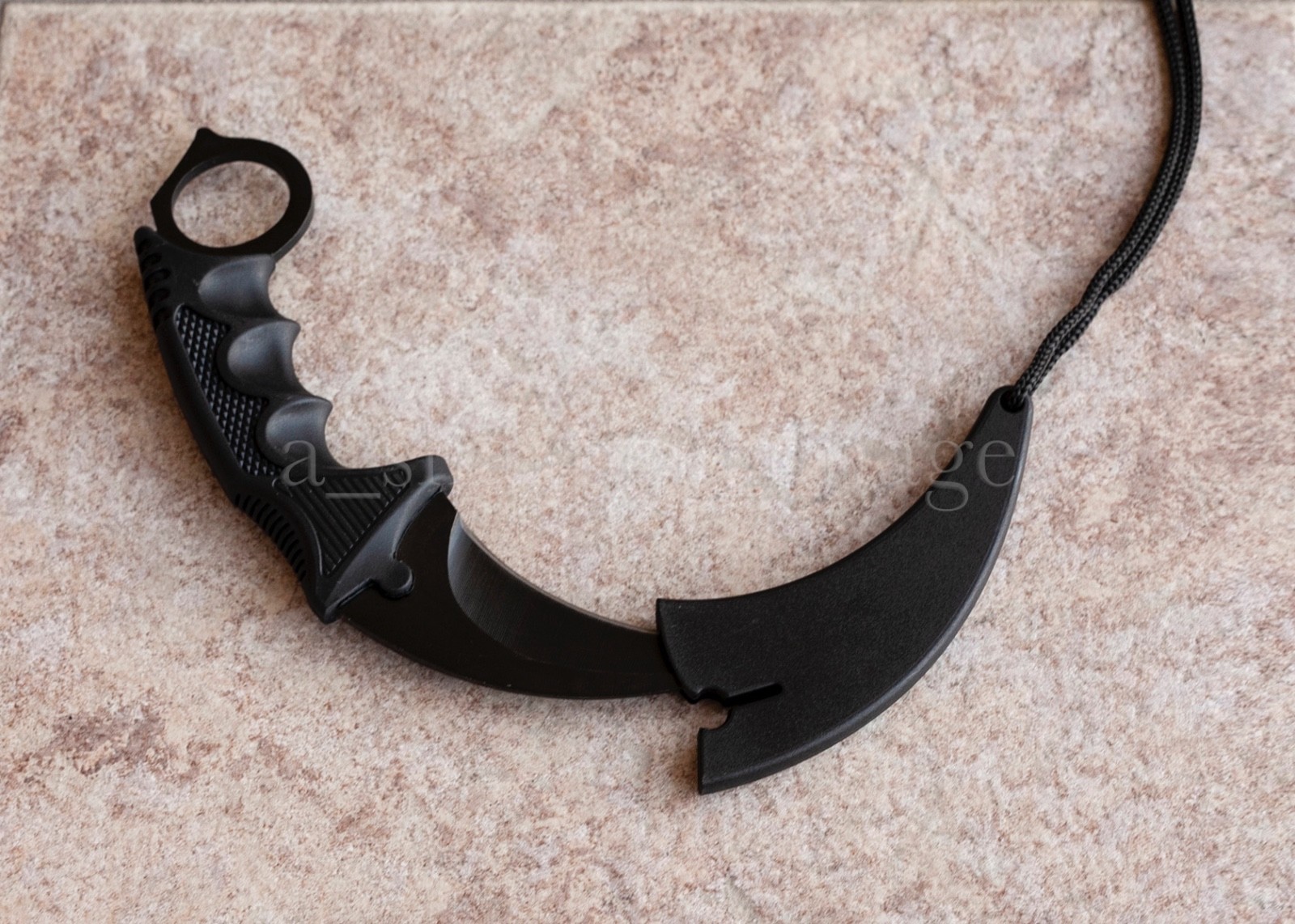7.5" Black Karambit Curved Blade Rugged EDC Utility Self Defense, Solid & Sharp
