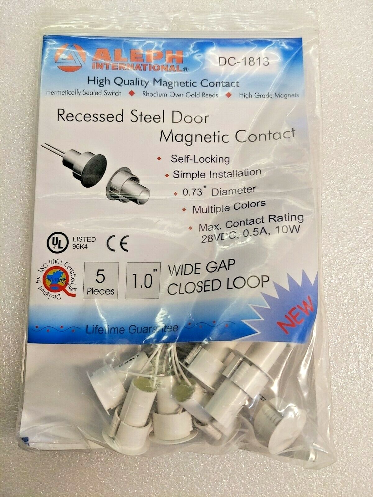 Alarm Magnetic Contact ALEPH  Press Fit  DC 1813  for Recessed Steel Door  5 pcs