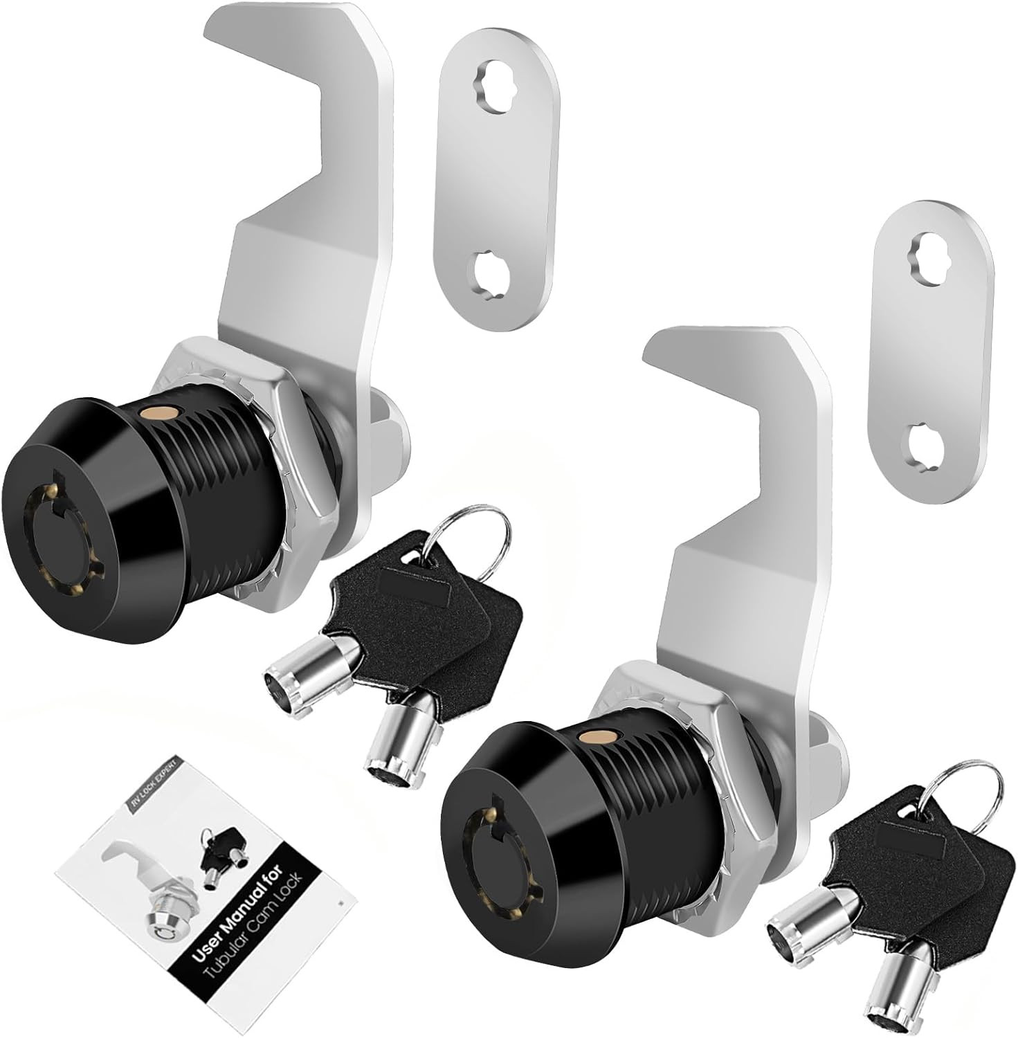 Cylinnda Black Toolbox Lock with Keys, Cabinet Locks Keyed Alike, Hook Cam, Tubu