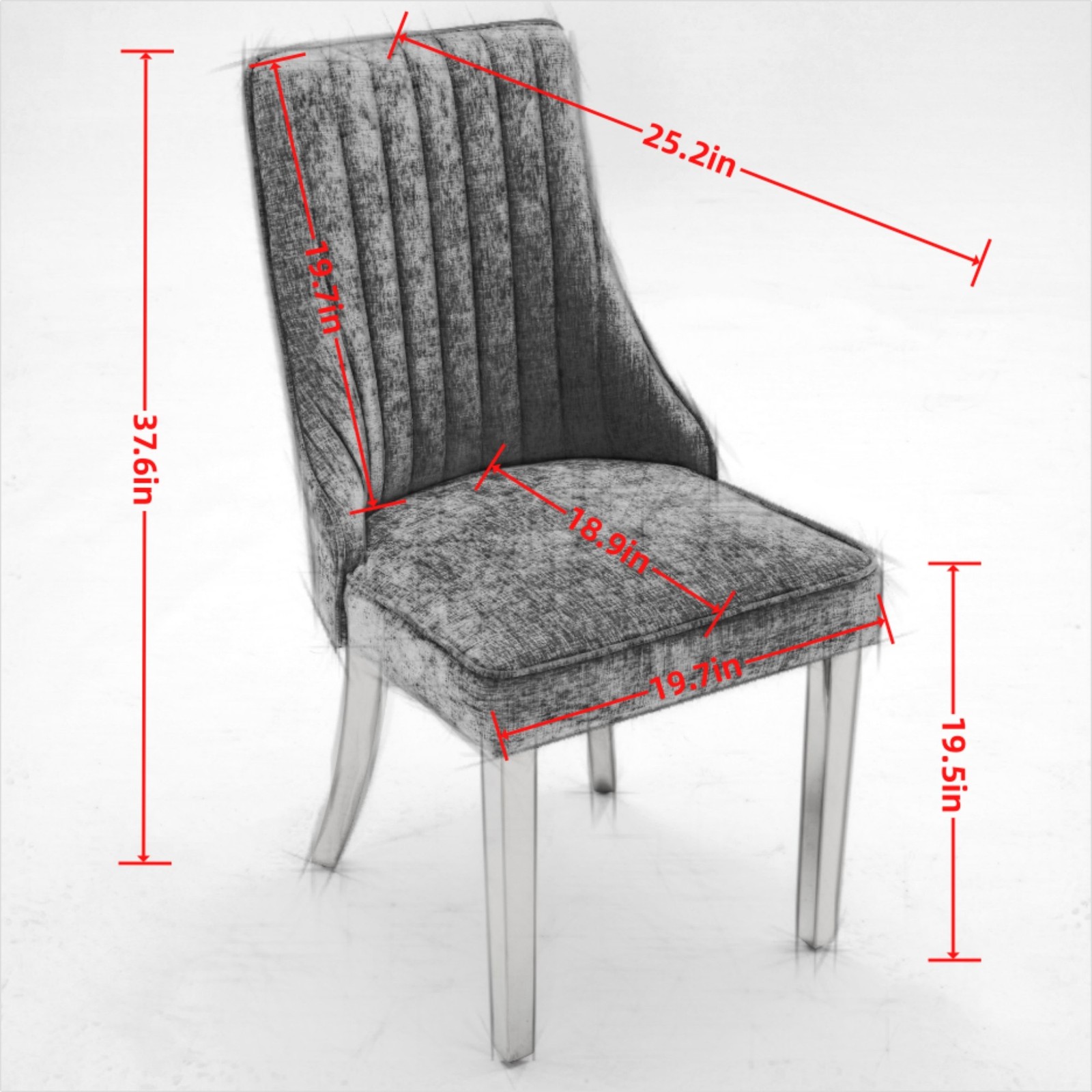 Rayon Cloth Flocking Chenille Dining Chairs Channel Kitchen Dinner Chair Comfy