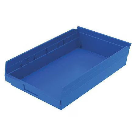 Akro-Mils 30178Blue Shelf Storage Bin, Plastic, Blue, 4 In H, 11 1/8 In W, 17
