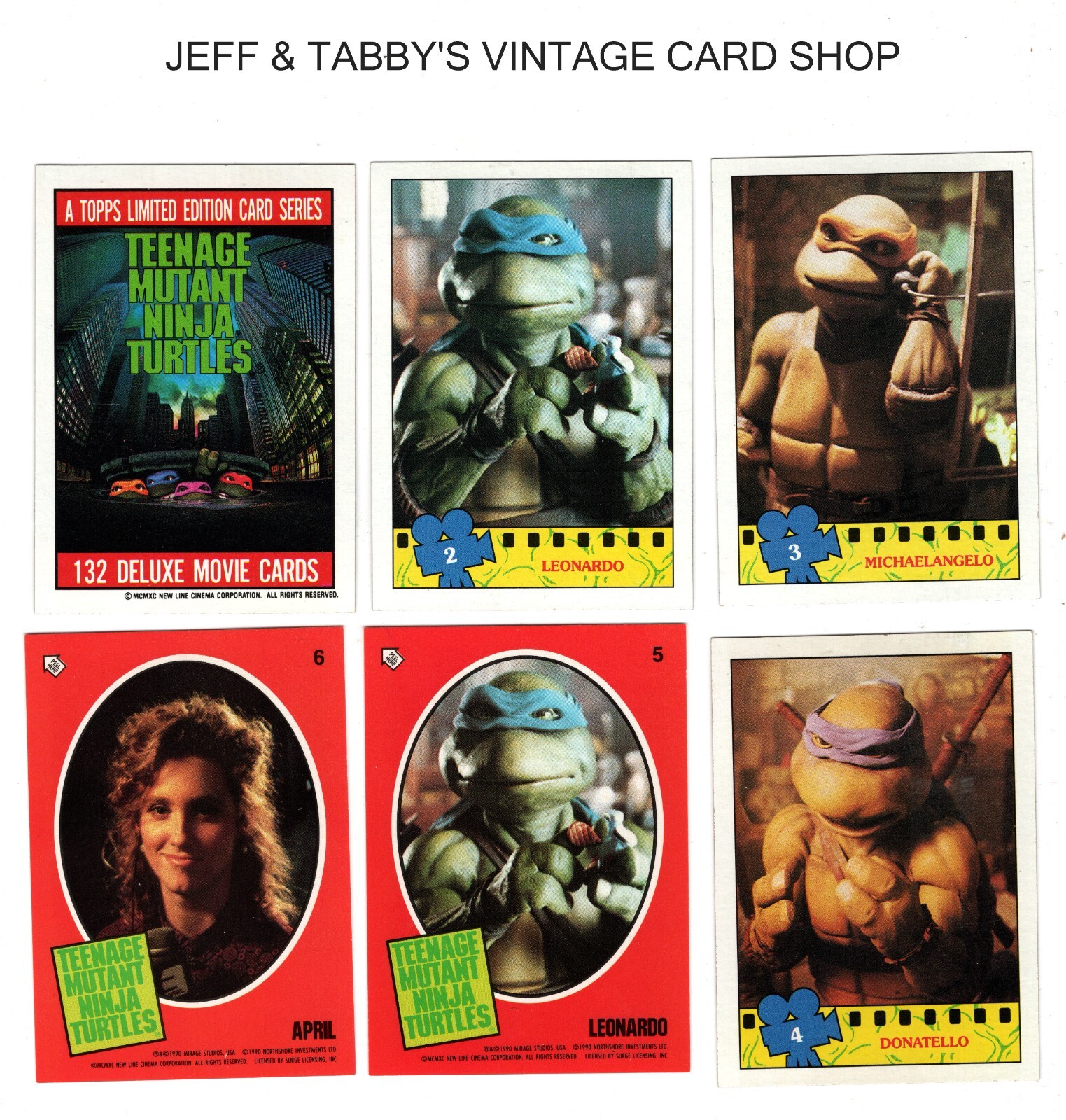 1990 TOPPS TEENAGE MUTANT NINJA TURTLES MOVIE CARDS & STICKER SEE DROP DOWN MENU