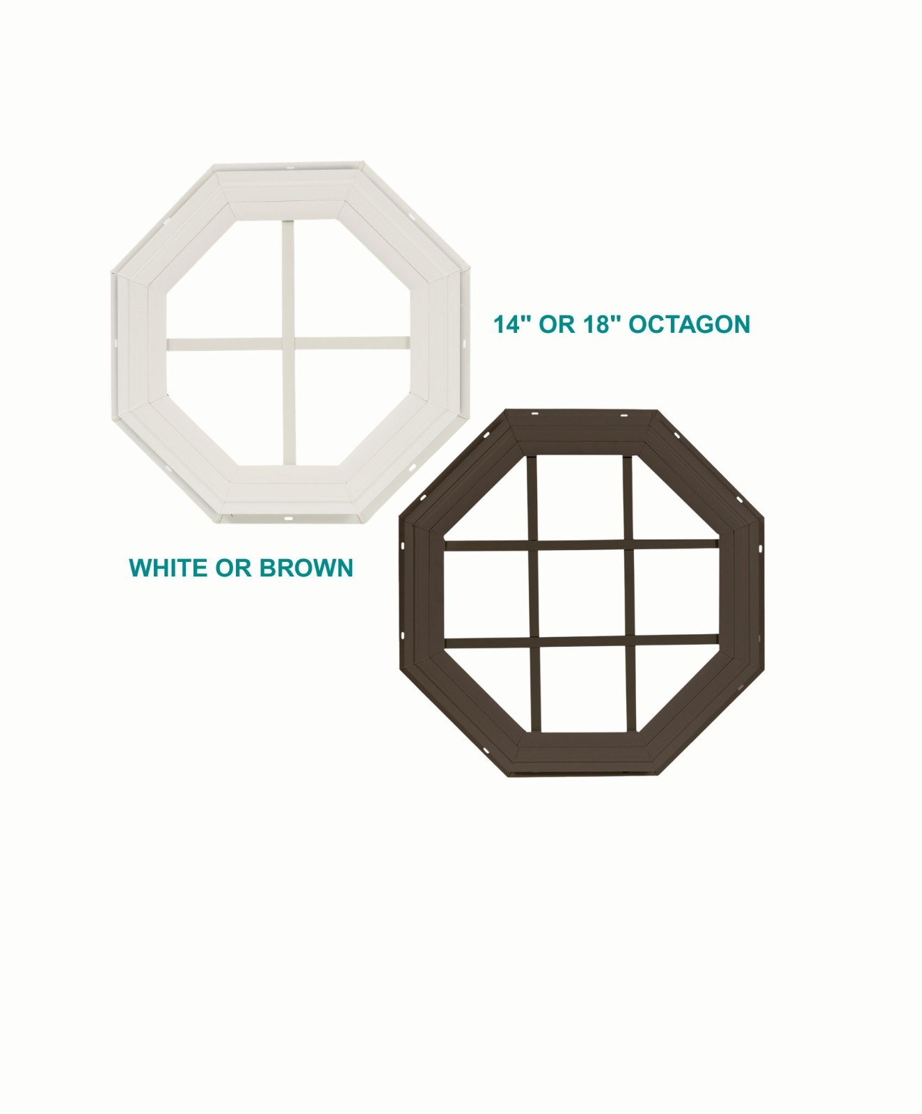 OCTAGON Shed Window, Durable Vinyl, JLAP Mount, Safety Glass, DBL Pane Insulated