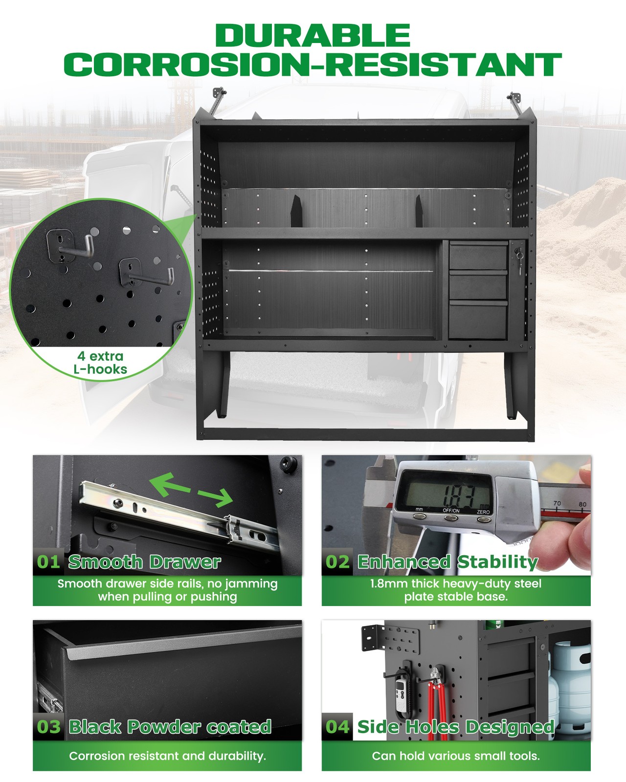 42"Wx43"Hx13"D Van Shelving for Ford Transit Connect,Ram Promaster City w/drawer