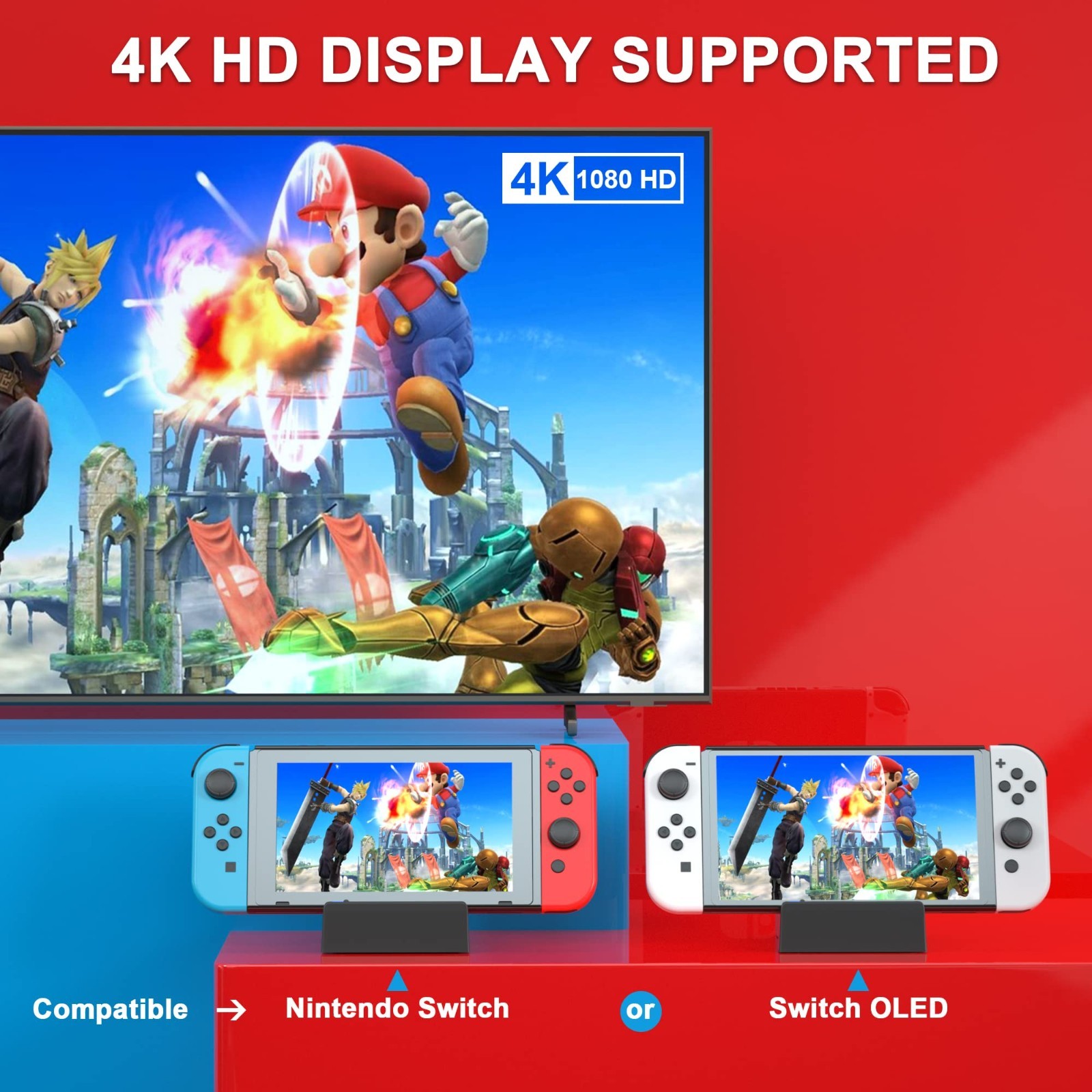 Docking Station for Nintendo Switch/Switch OLED, Charging TV Dock, with USB 3.0
